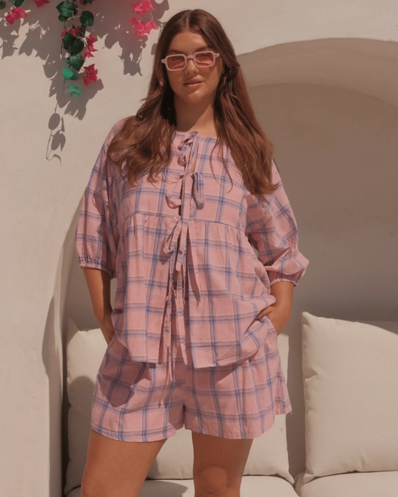 FINAL SALE | Florence top | Pink & Blue Gingham - Image 5