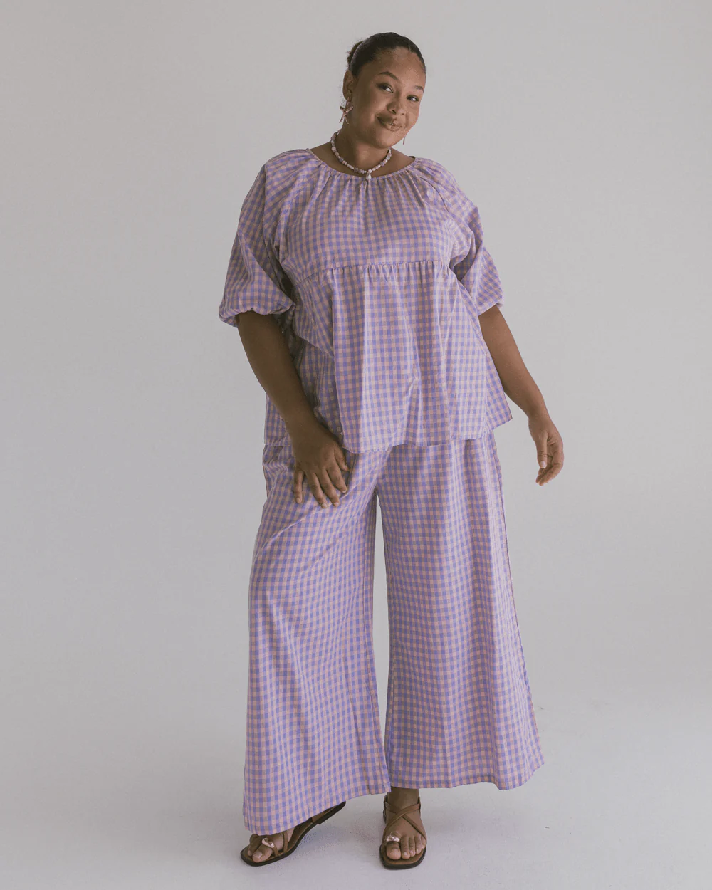 FINAL SALE | Florence top | Pink & Purple Gingham - Image 3