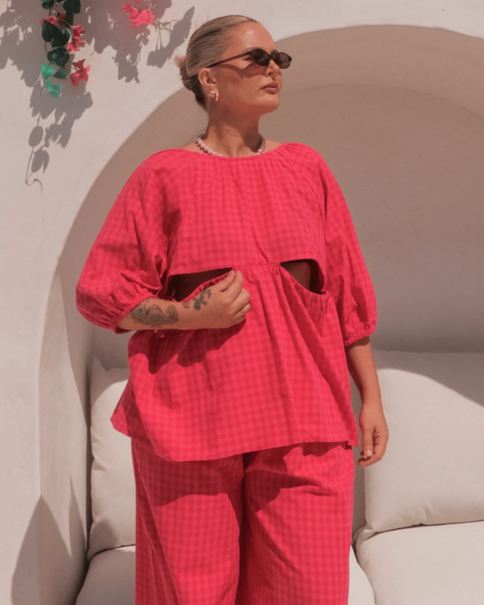 FINAL SALE | Florence top | Red & Pink Gingham - Image 3