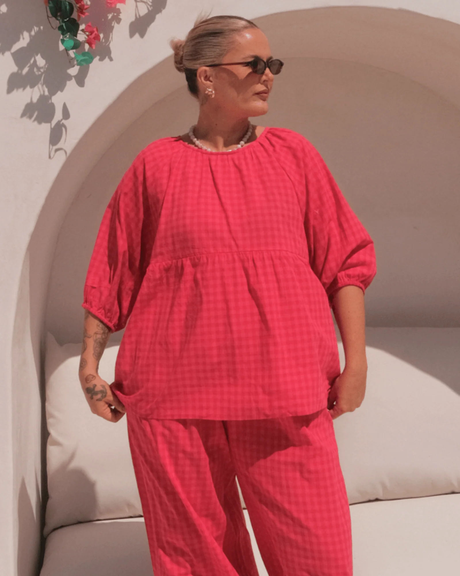 FINAL SALE | Florence top | Red & Pink Gingham - Image 5