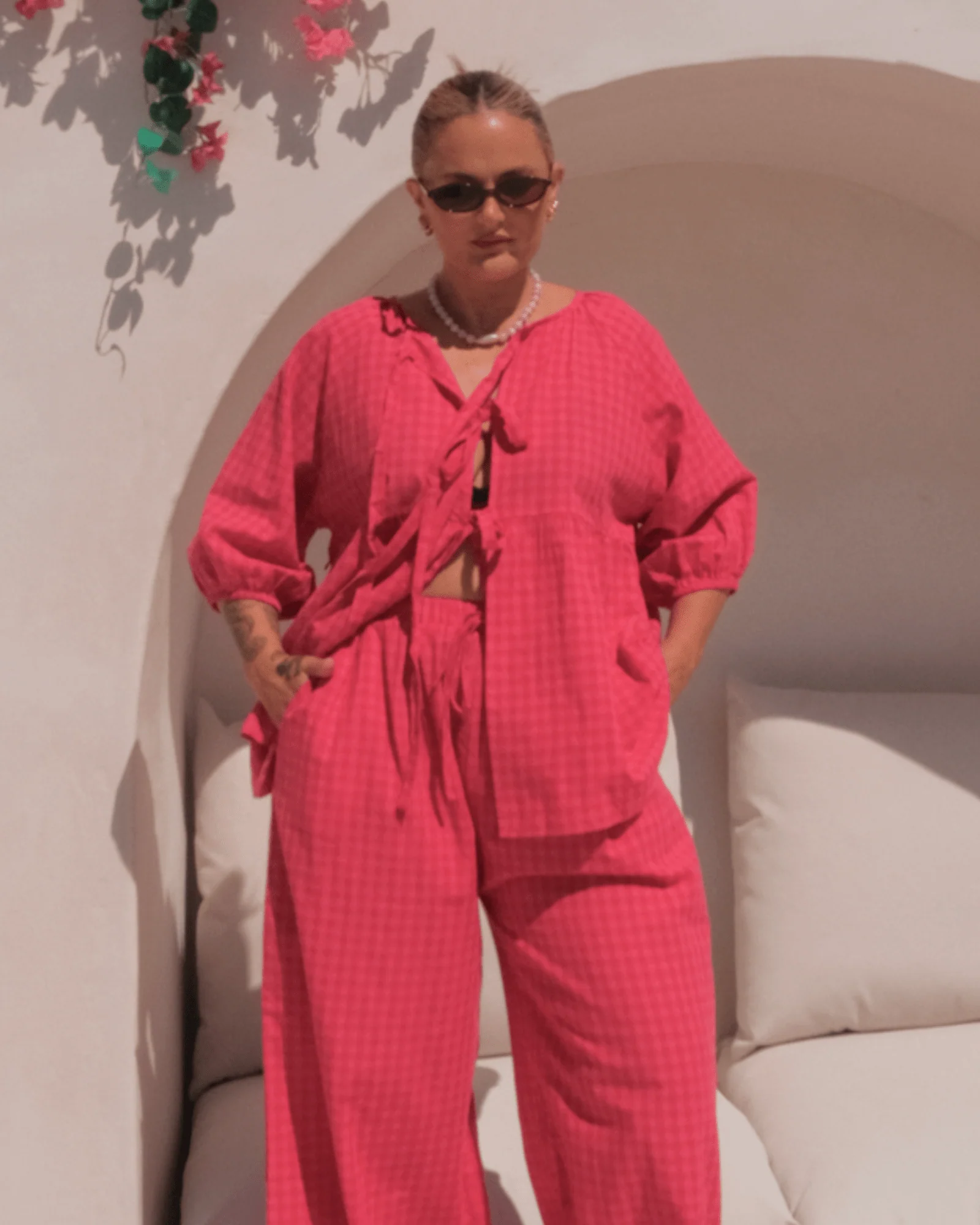 FINAL SALE | Florence top | Red & Pink Gingham - Image 6