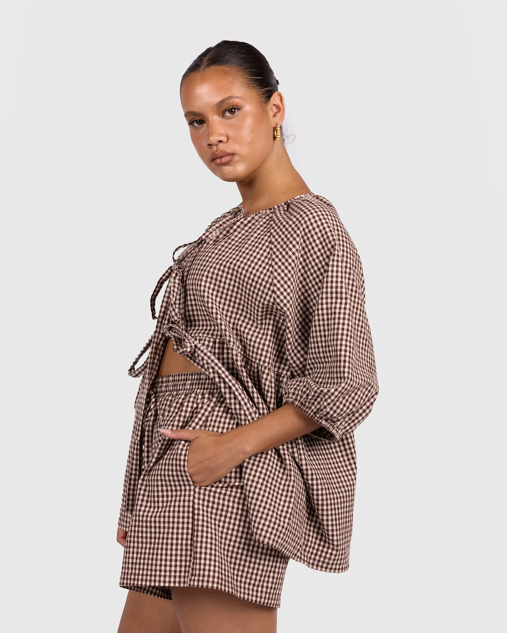 Florence top | Toffee Gingham - Image 6