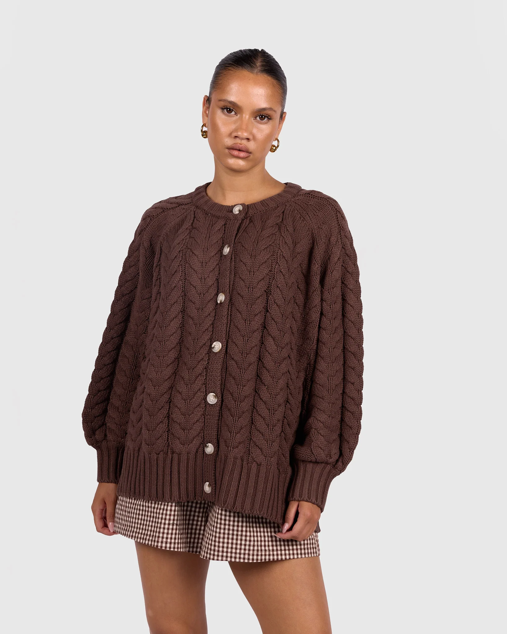 Georgia Knit Cardi | Chocolate - Image 2