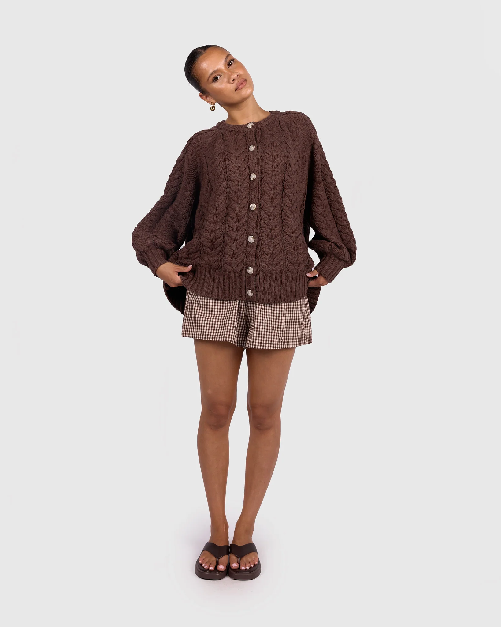 Georgia Knit Cardi | Chocolate - Image 3