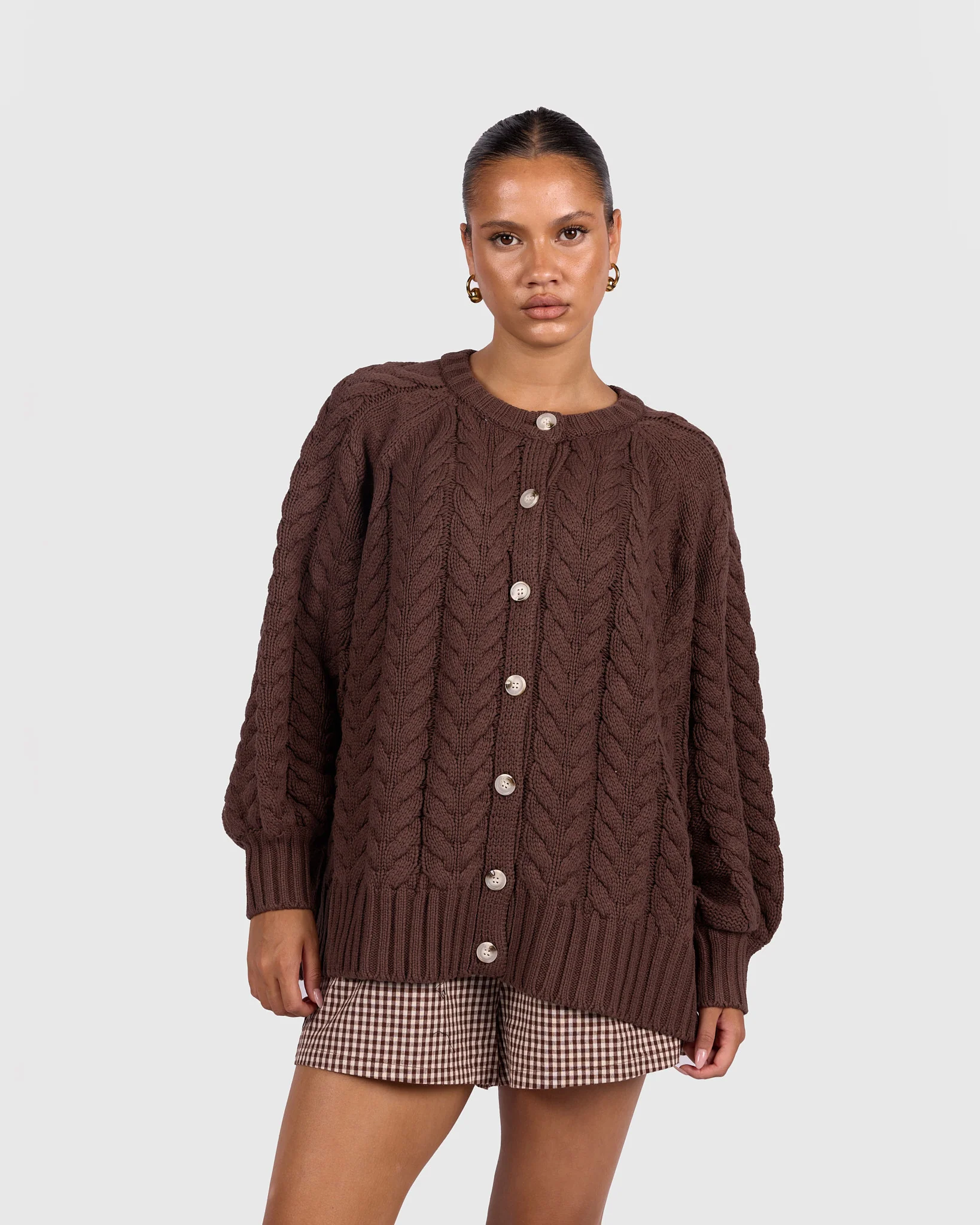 Georgia Knit Cardi | Chocolate - Image 4
