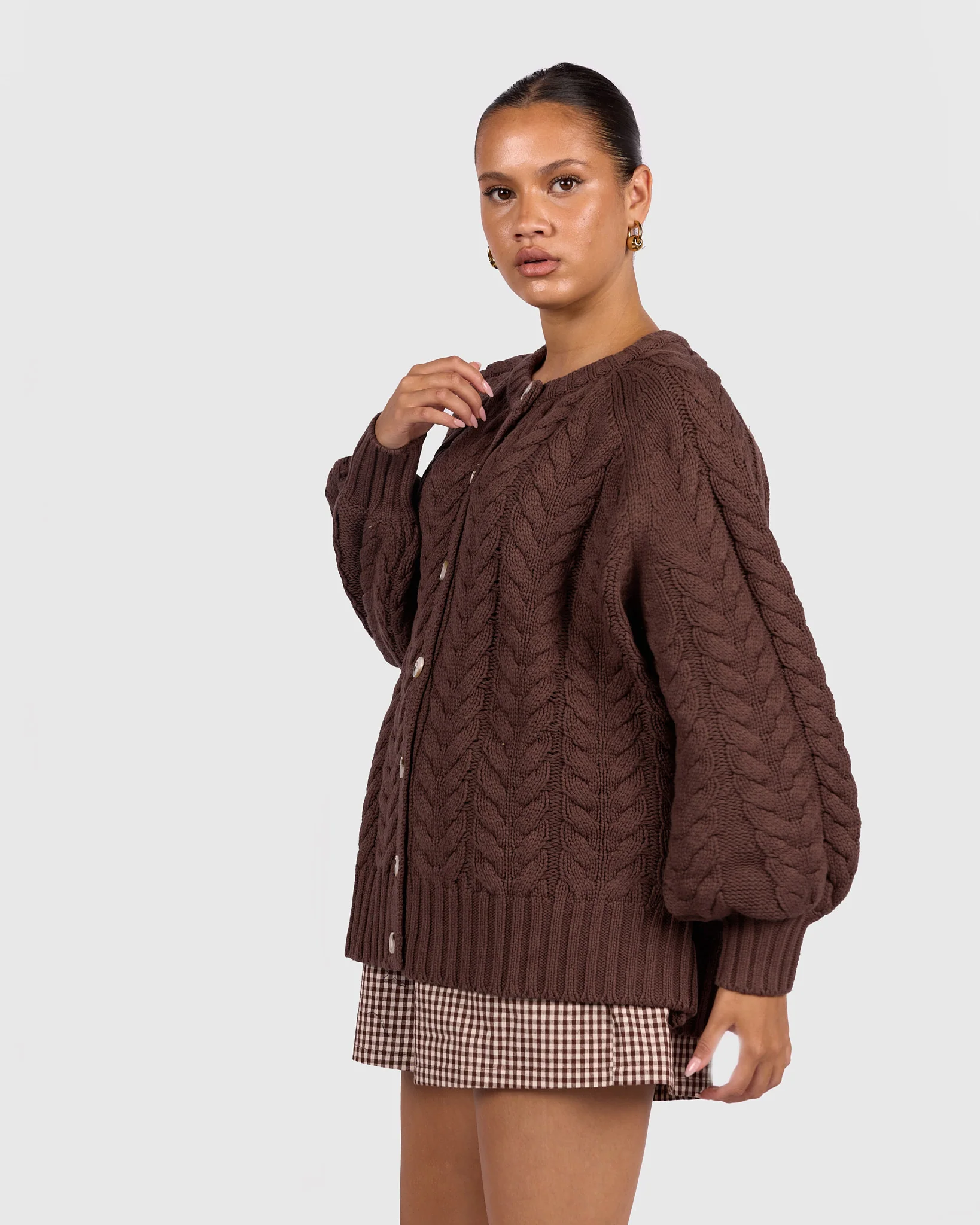 Georgia Knit Cardi | Chocolate - Image 8