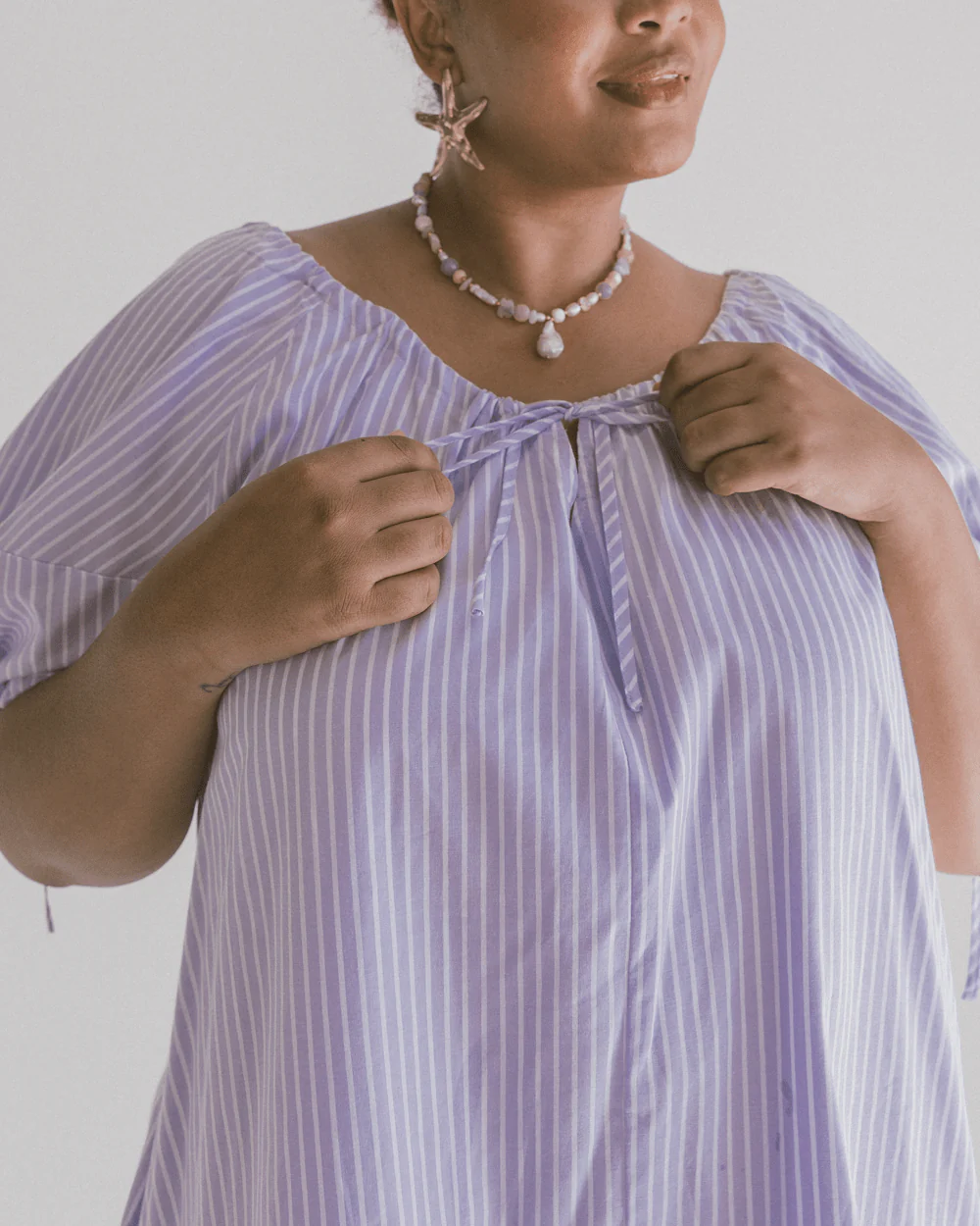 FINAL SALE | Harvey Mini Dress | Purple Stripe - Image 3