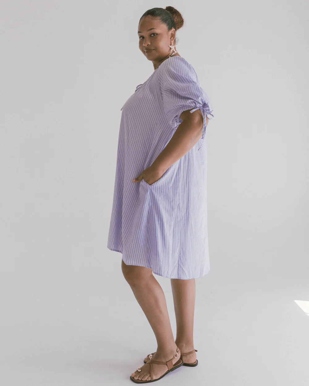 FINAL SALE | Harvey Mini Dress | Purple Stripe - Image 5