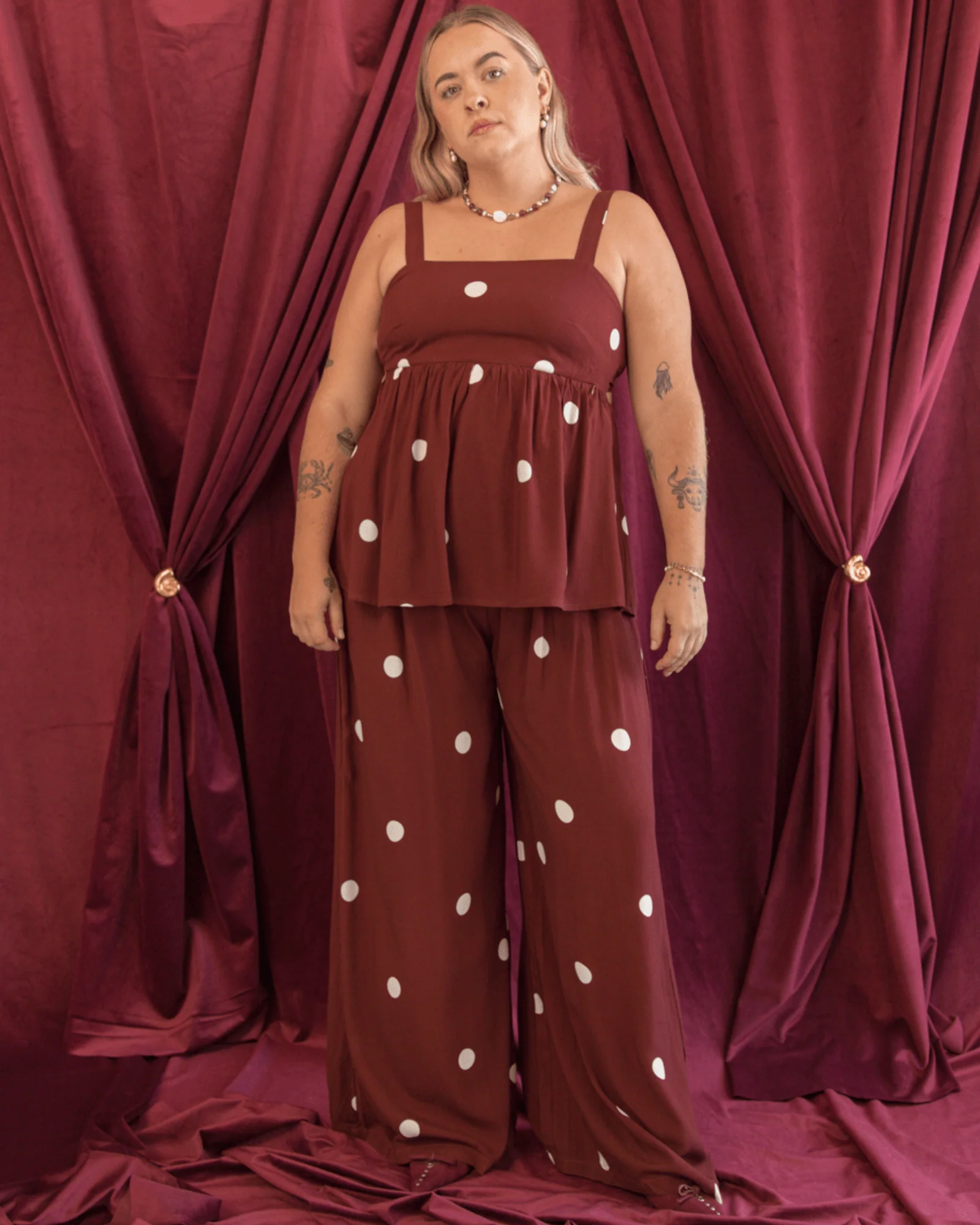 FINAL SALE | Junie Top | Mahogany Polka Dot - Image 3