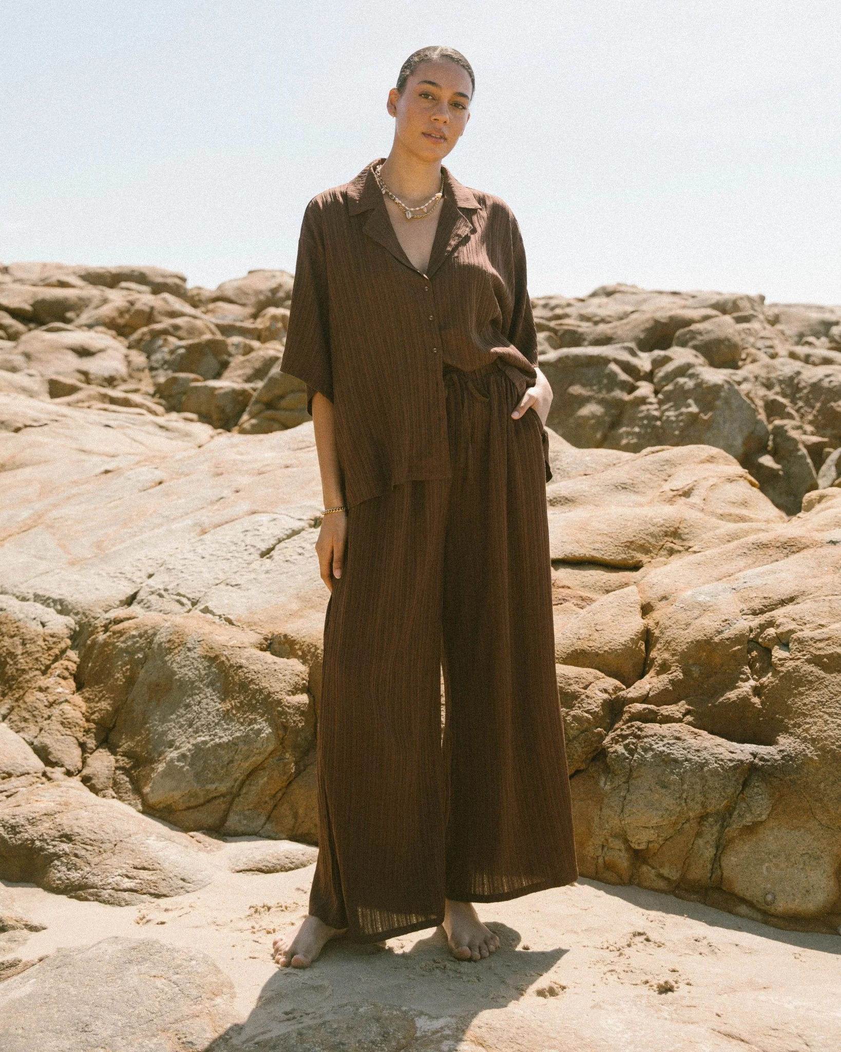 Lacey Shirt | Brown Crepe - Image 2