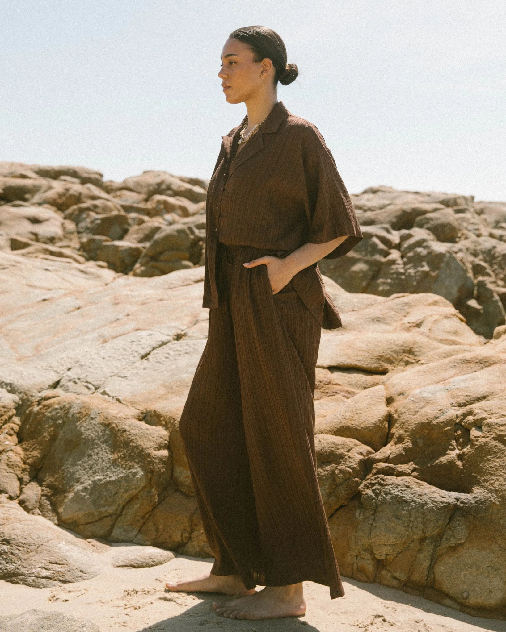 Lacey Shirt | Brown Crepe - Image 3