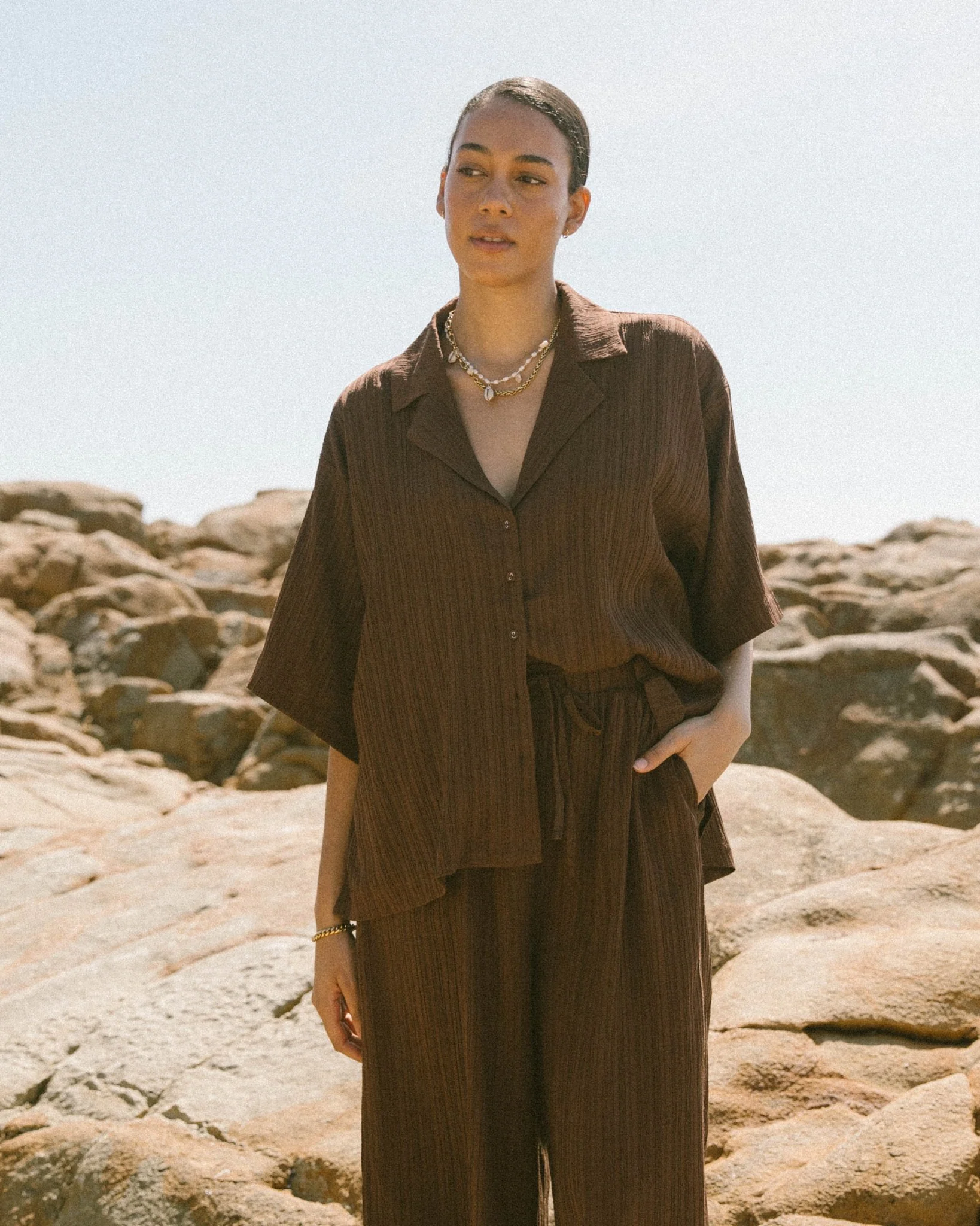 Lacey Shirt | Brown Crepe - Image 5