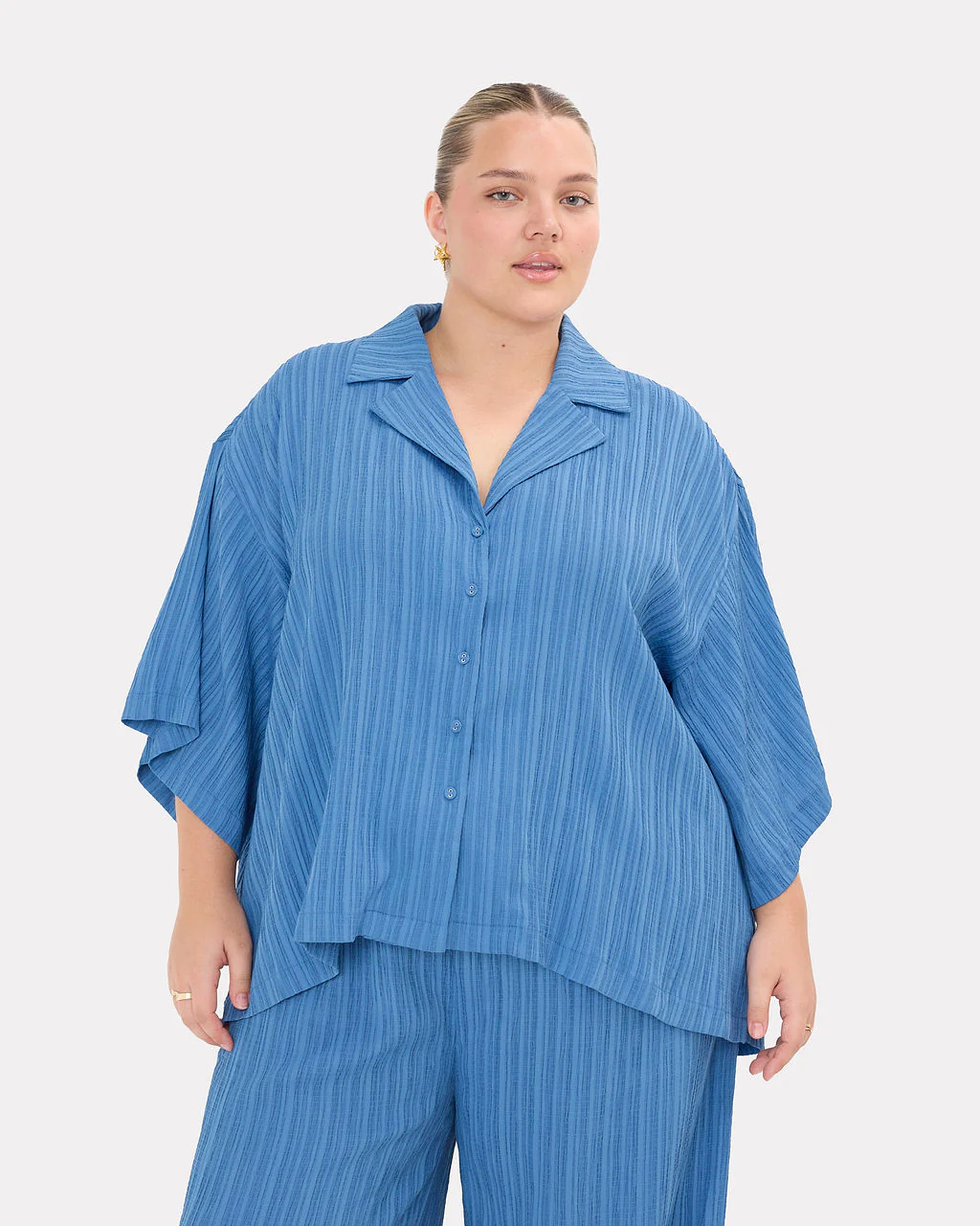 FINAL SALE | Lacey Shirt | Dark Blue Crepe