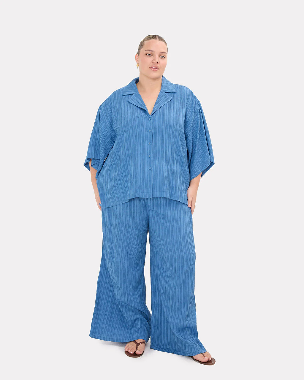 FINAL SALE | Lacey Shirt | Dark Blue Crepe - Image 4