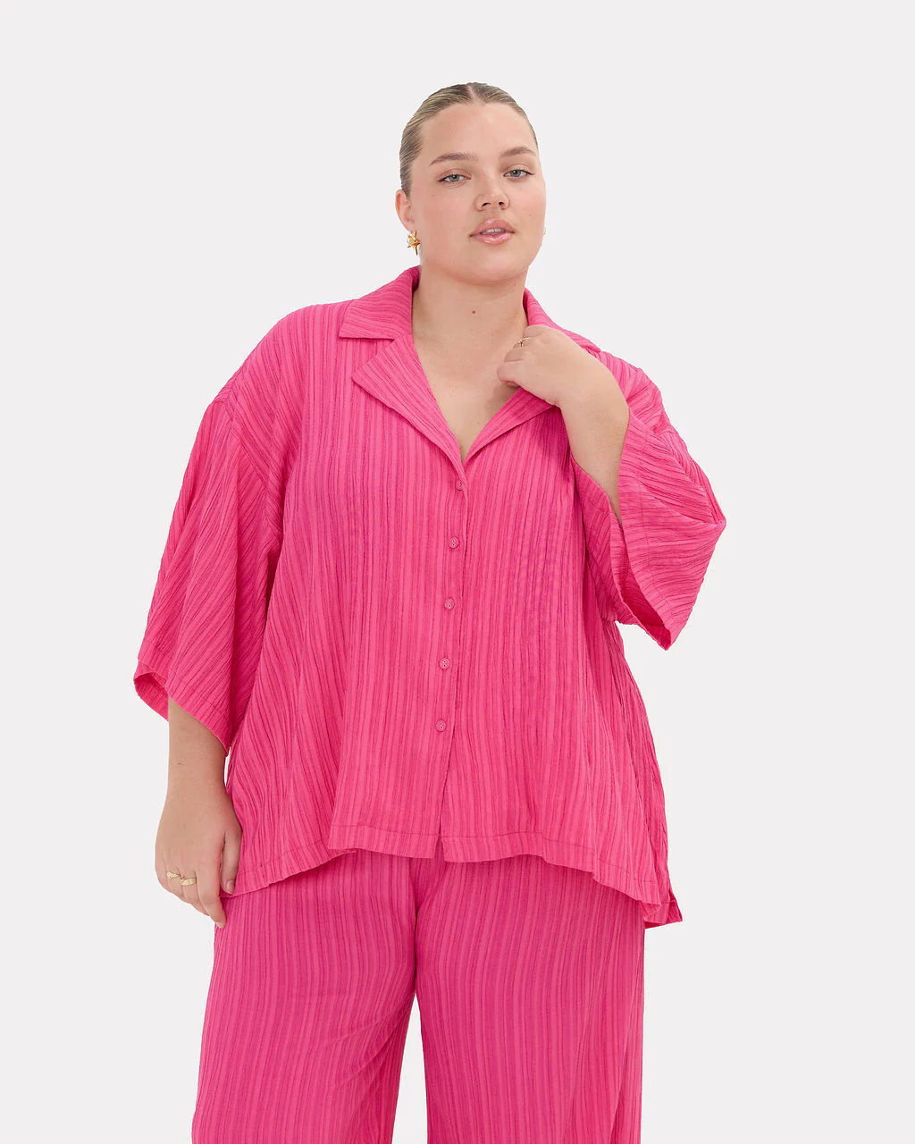 FINAL SALE | Lacey Shirt | Flamingo Crepe