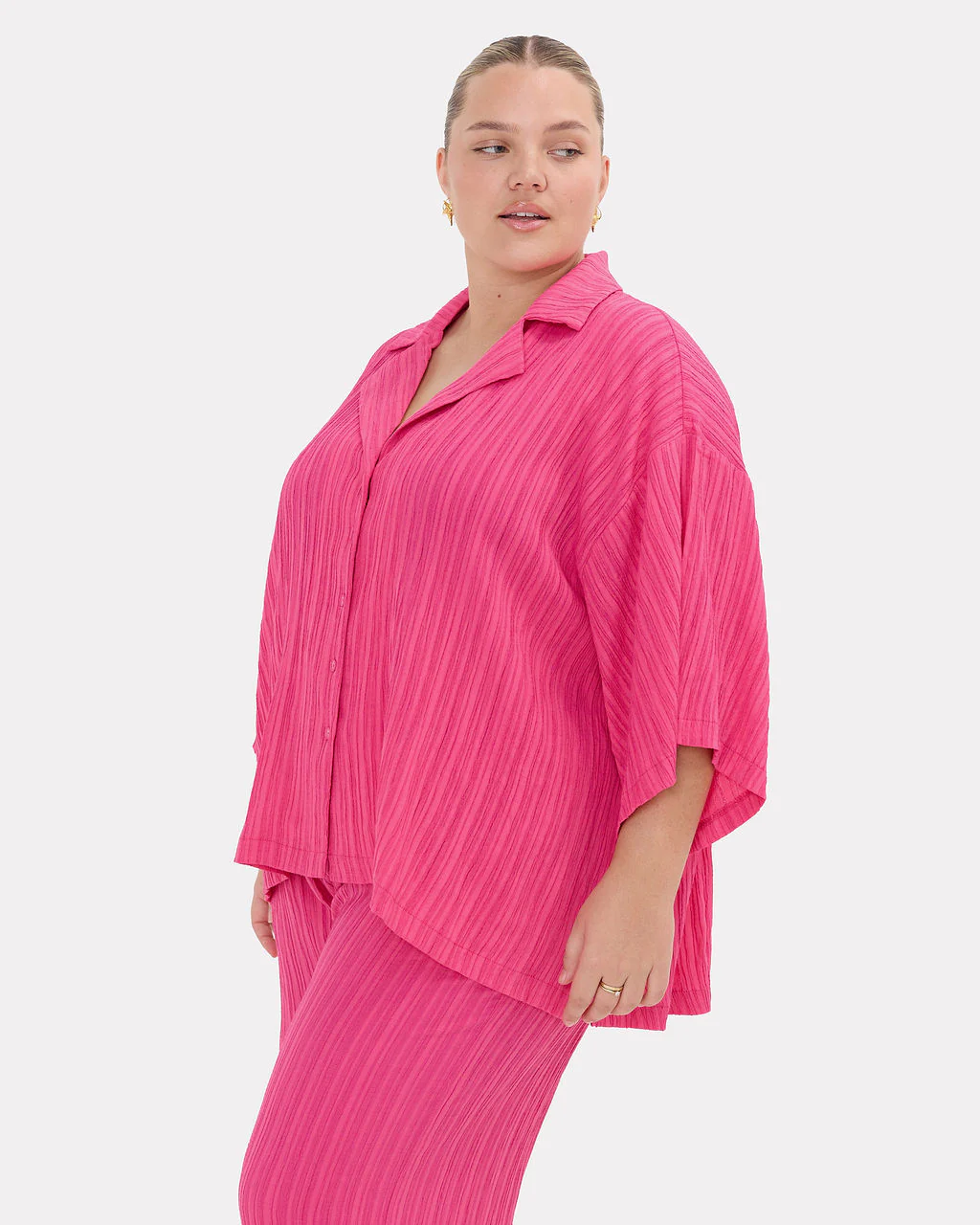 FINAL SALE | Lacey Shirt | Flamingo Crepe - Image 4
