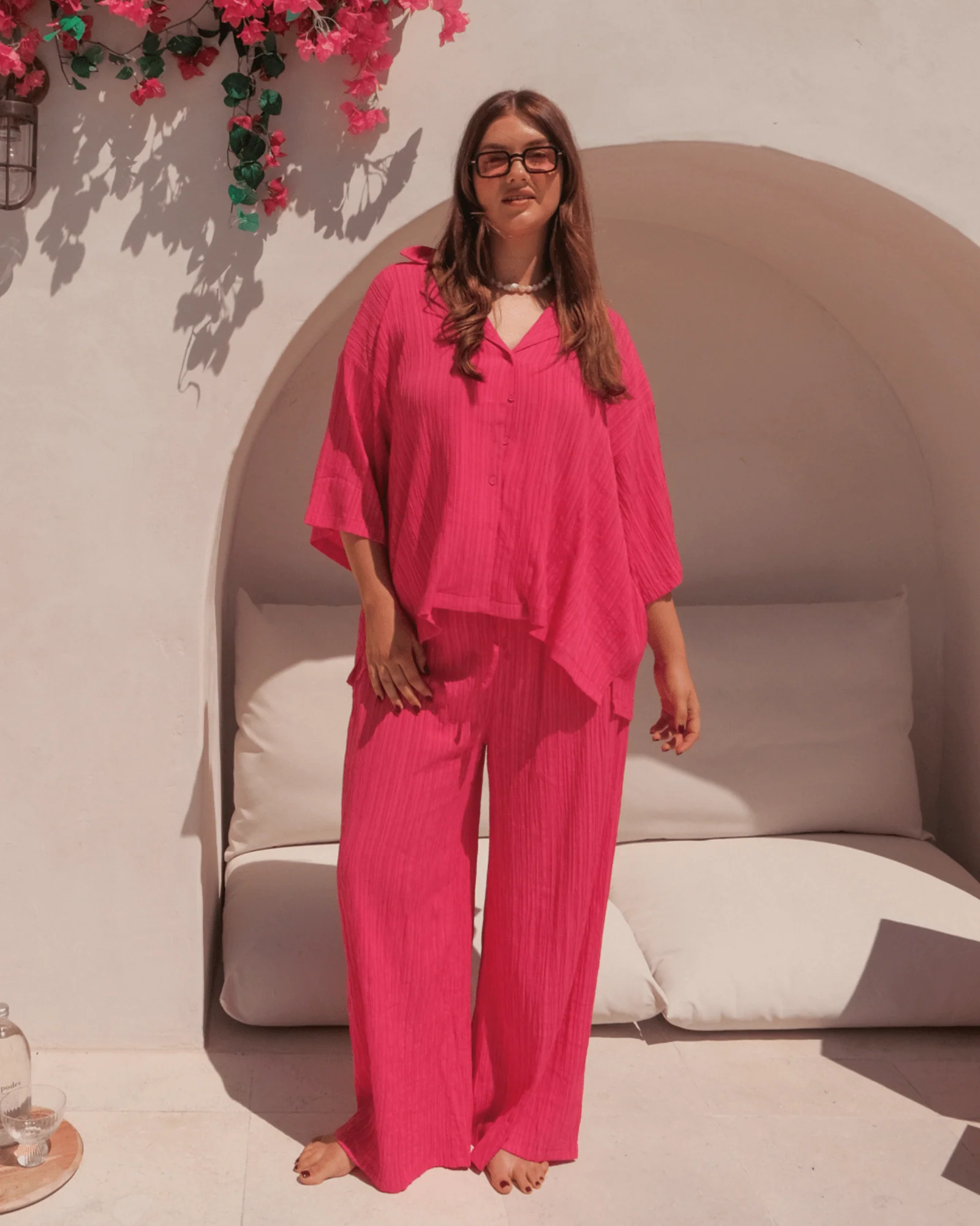 FINAL SALE | Lacey Shirt | Flamingo Crepe - Image 5