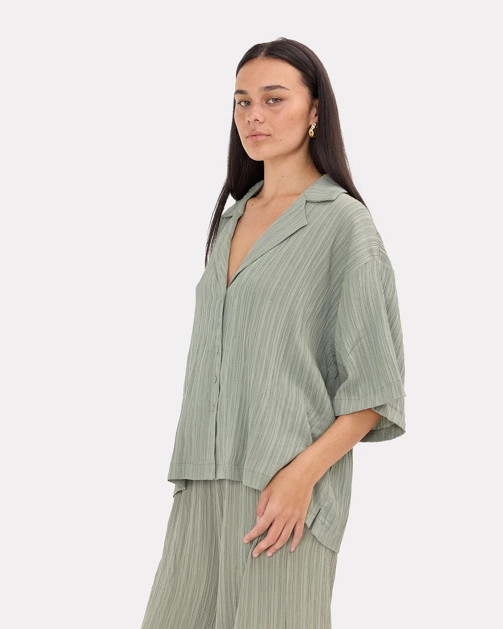 Lacey Shirt | Green Crepe - Image 2