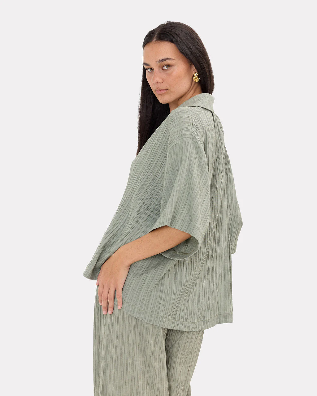Lacey Shirt | Green Crepe - Image 4