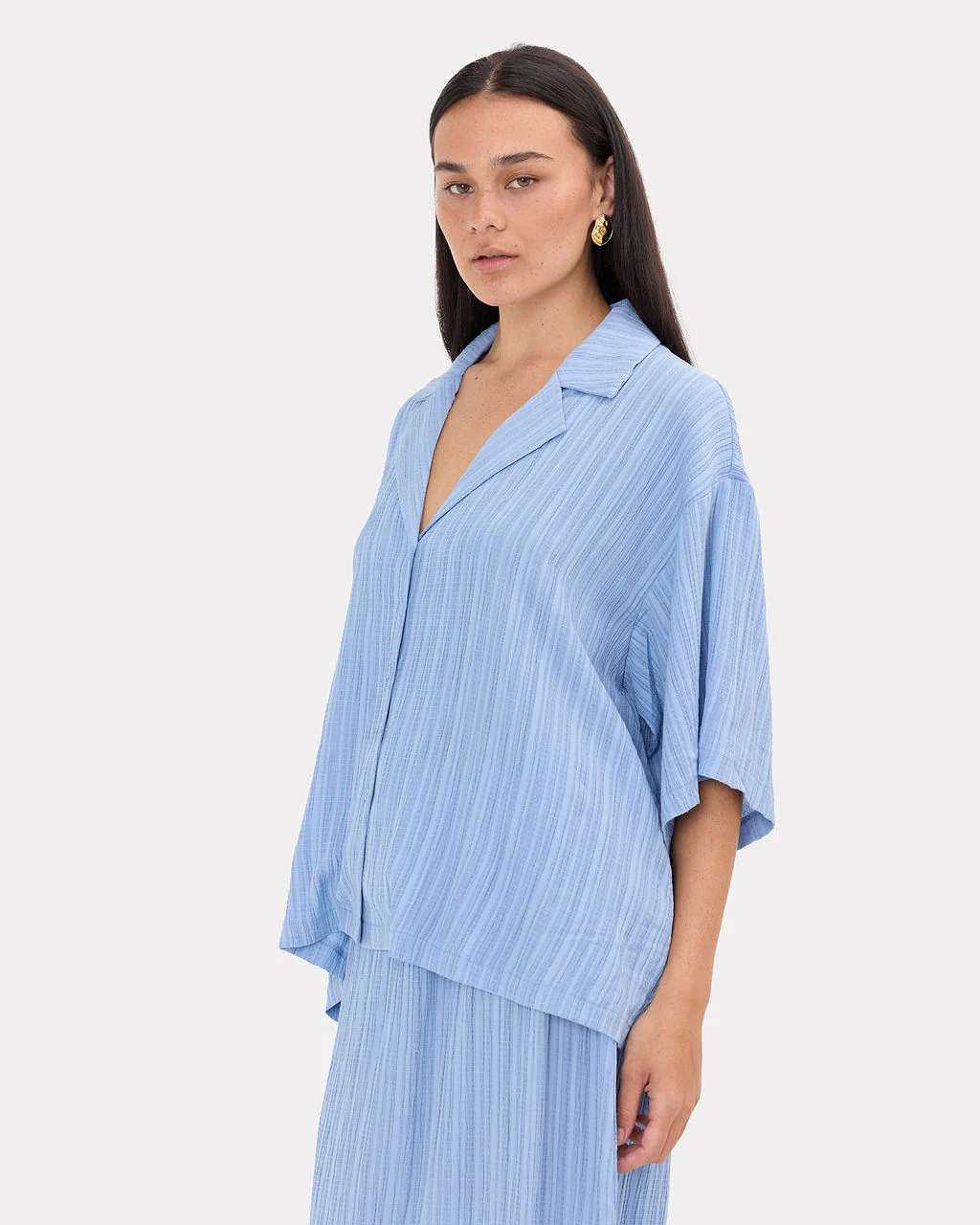 FINAL SALE | Lacey Shirt | Sky Crepe - Image 3
