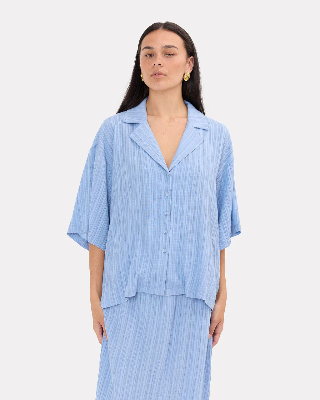 FINAL SALE | Lacey Shirt | Sky Crepe - Image 4