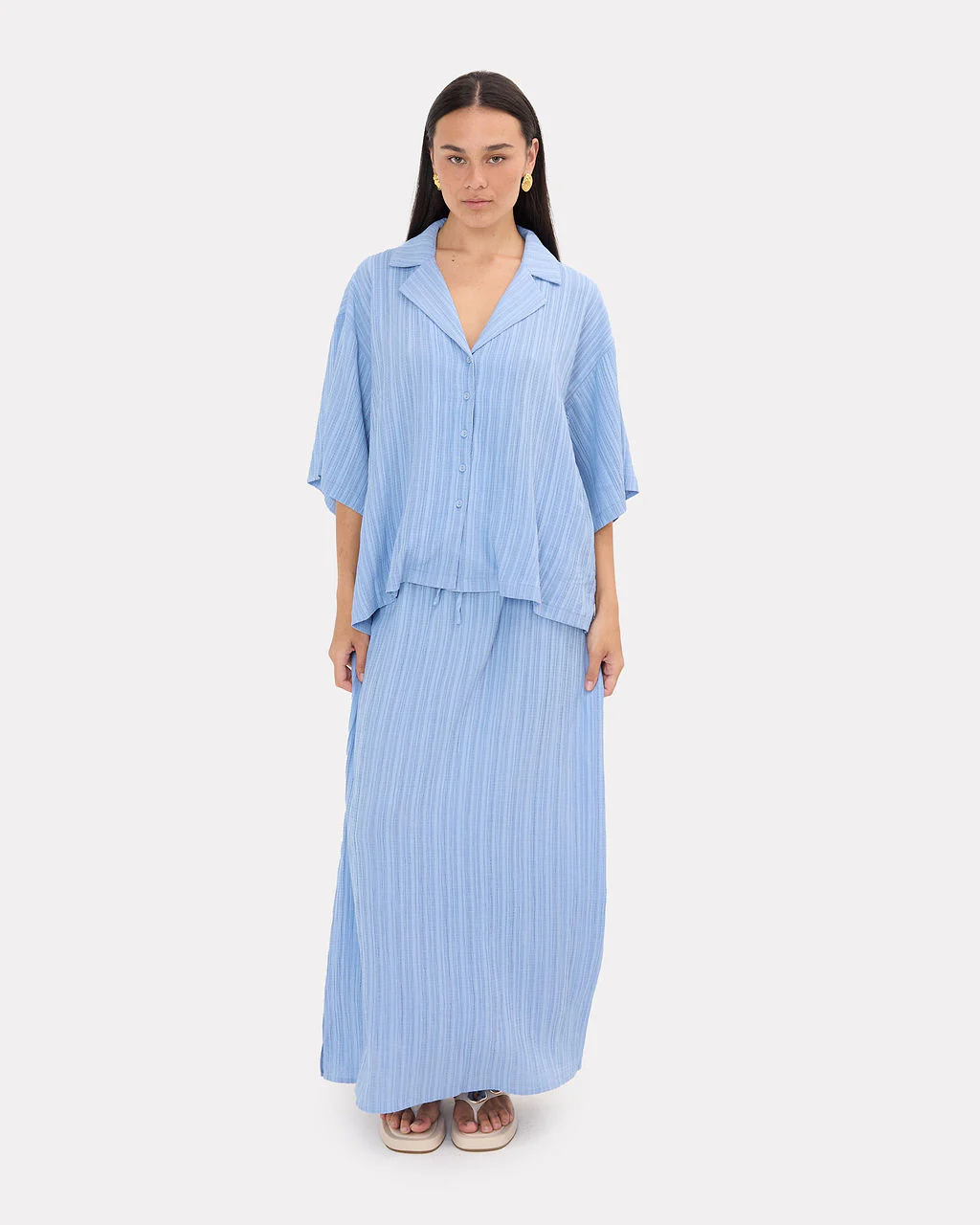 FINAL SALE | Lacey Shirt | Sky Crepe - Image 5