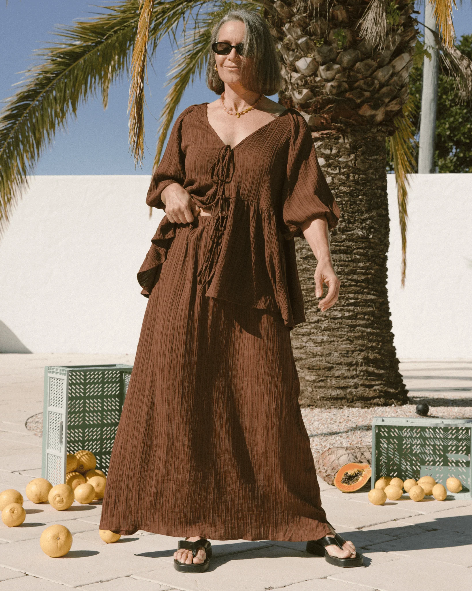 Lacey Skirt | Brown Crepe - Image 4