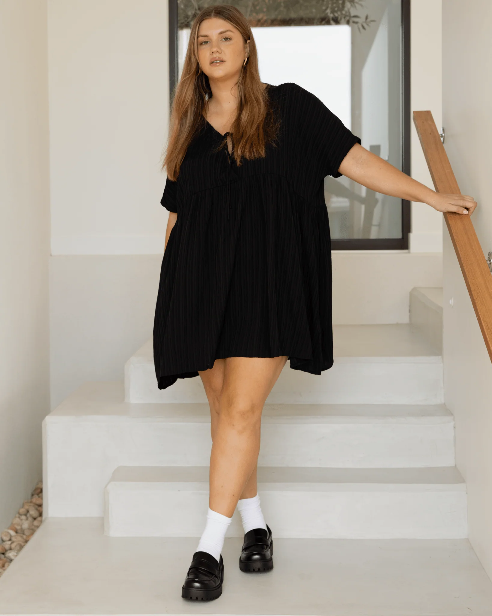FINAL SALE | Lainey Mini Dress | Black Crepe - Image 3