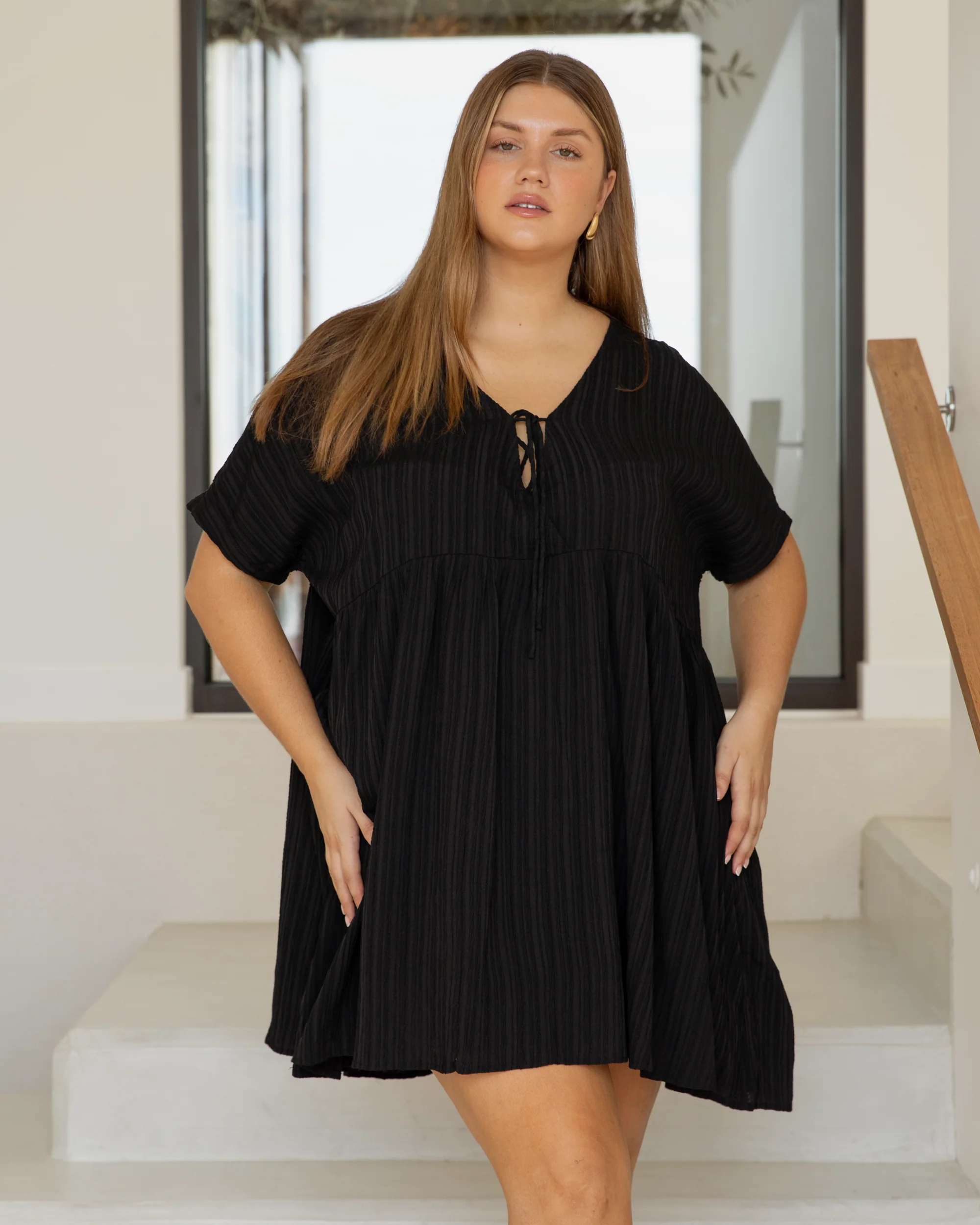 FINAL SALE | Lainey Mini Dress | Black Crepe - Image 4