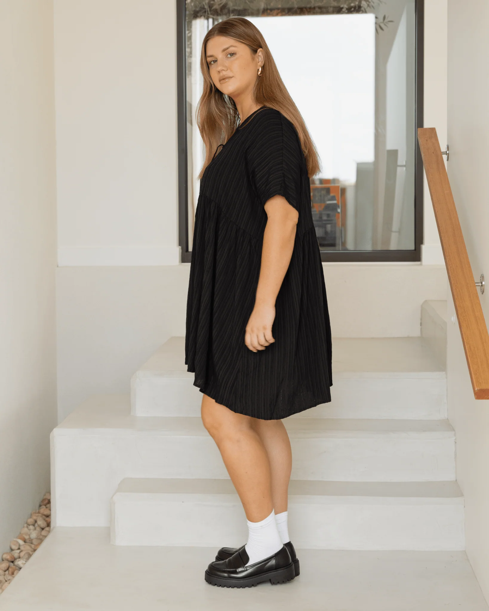 FINAL SALE | Lainey Mini Dress | Black Crepe - Image 5