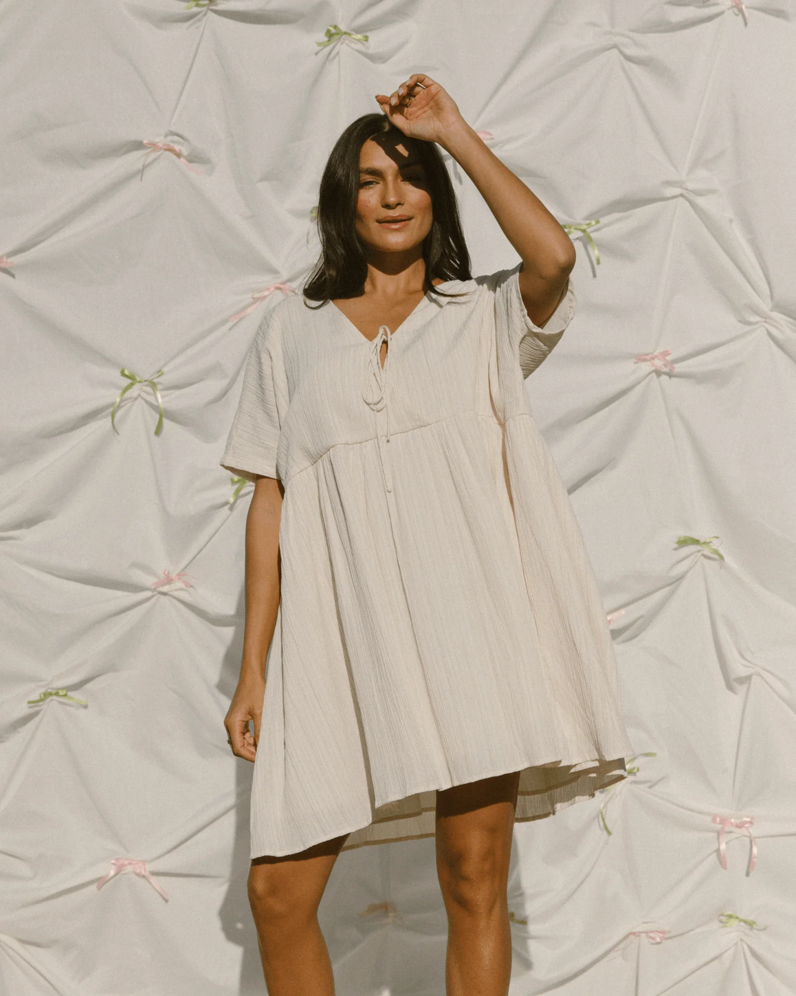 FINAL SALE | Lainey Mini Dress | Cream Crepe - Image 2