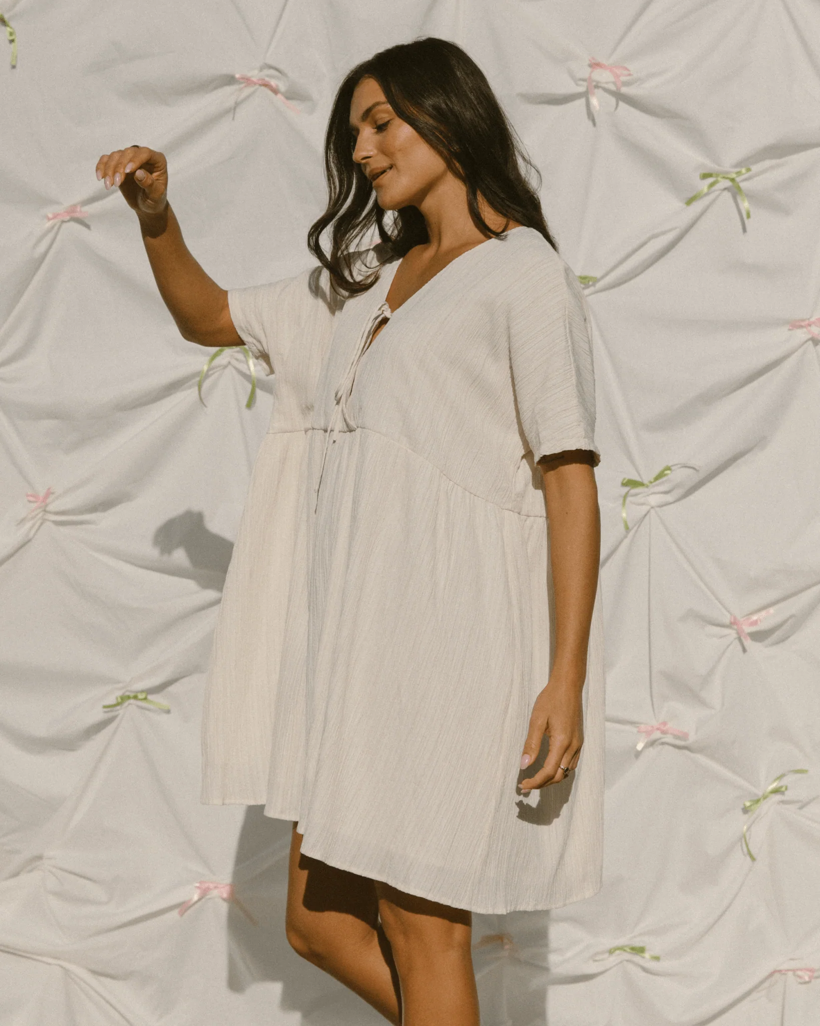 FINAL SALE | Lainey Mini Dress | Cream Crepe - Image 3