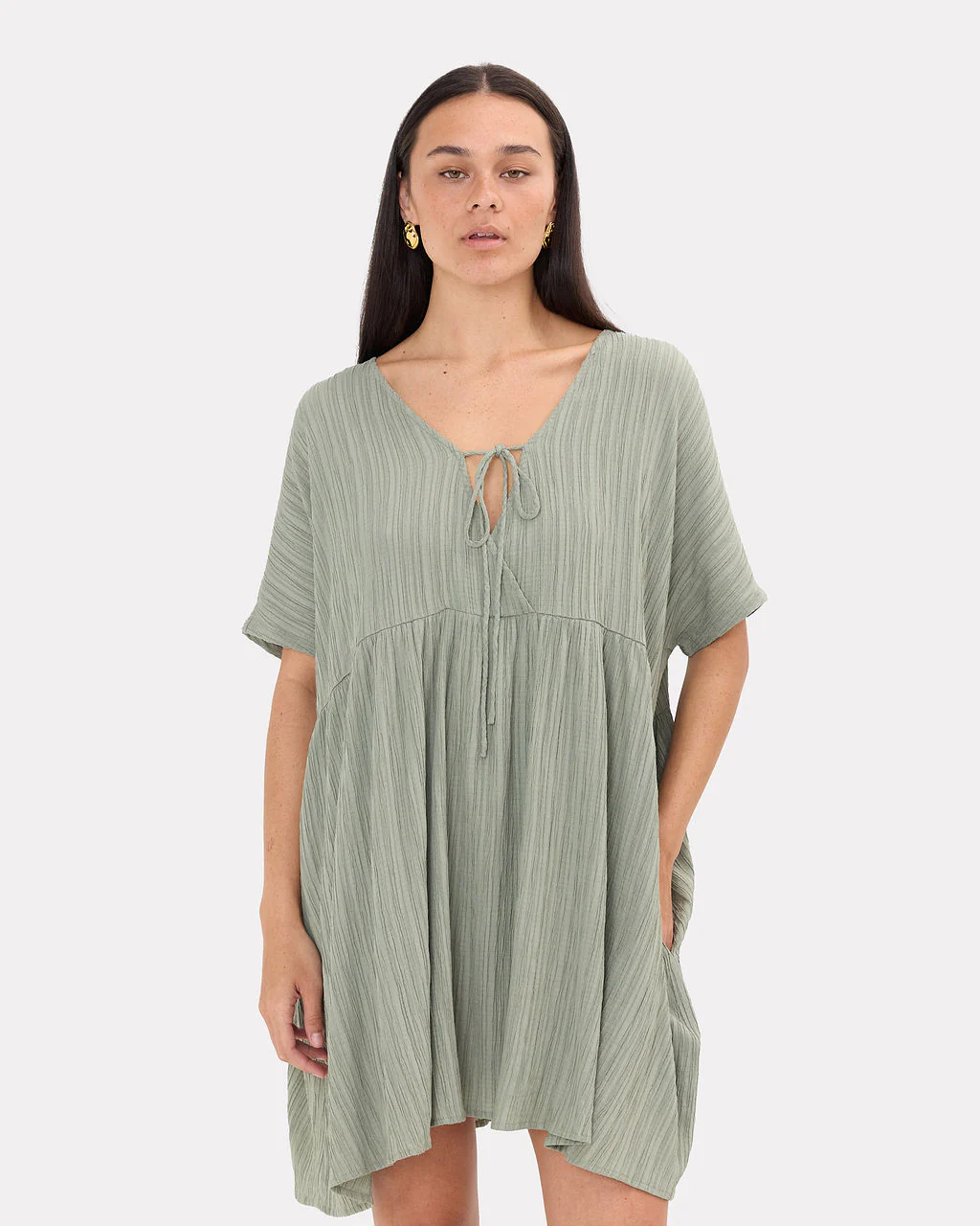 FINAL SALE | Lainey Mini Dress | Green Crepe