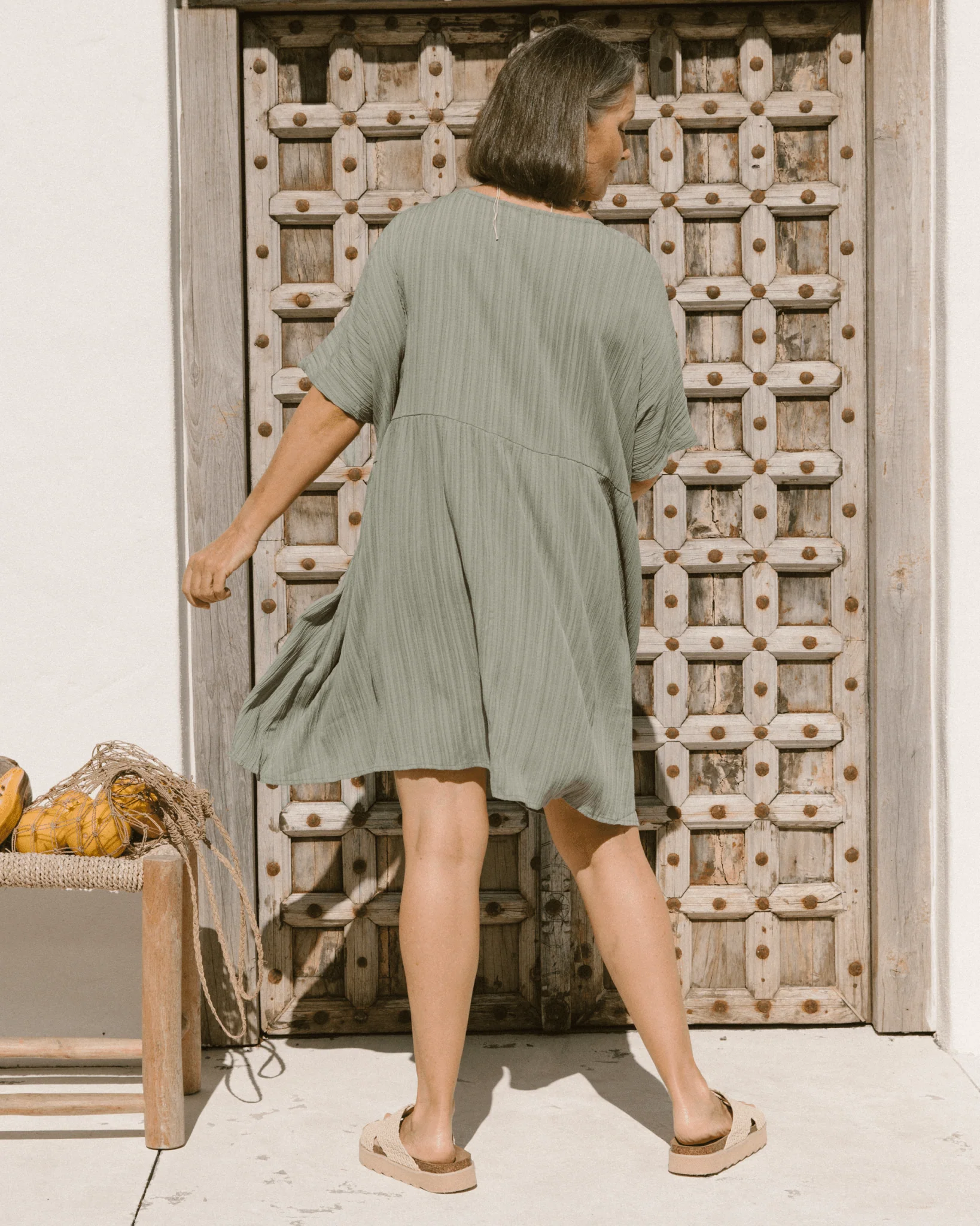 FINAL SALE | Lainey Mini Dress | Green Crepe - Image 10