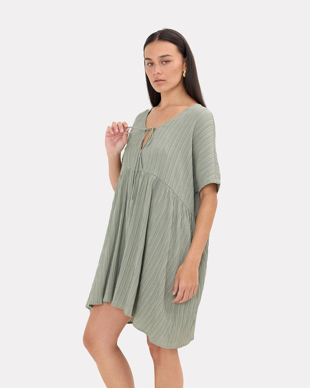 FINAL SALE | Lainey Mini Dress | Green Crepe - Image 2
