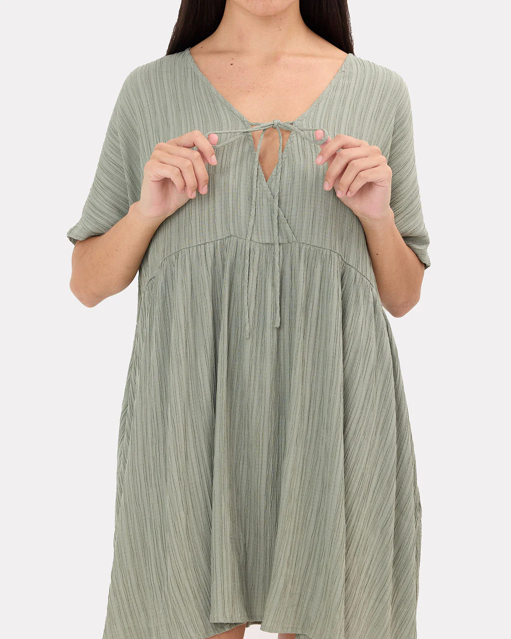 FINAL SALE | Lainey Mini Dress | Green Crepe - Image 3