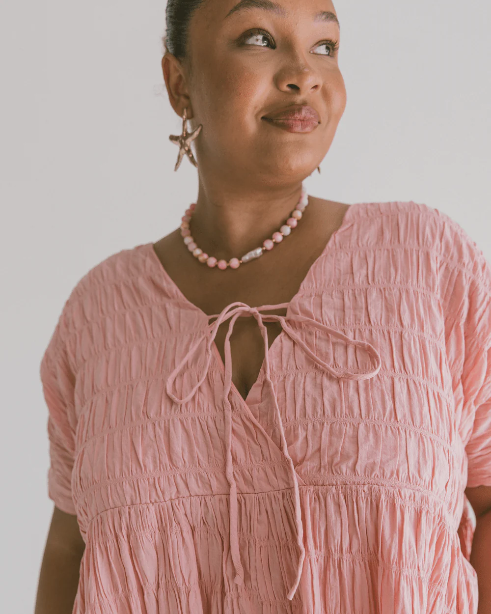 FINAL SALE | Lainey Mini Dress | Pink Seersucker - Image 3