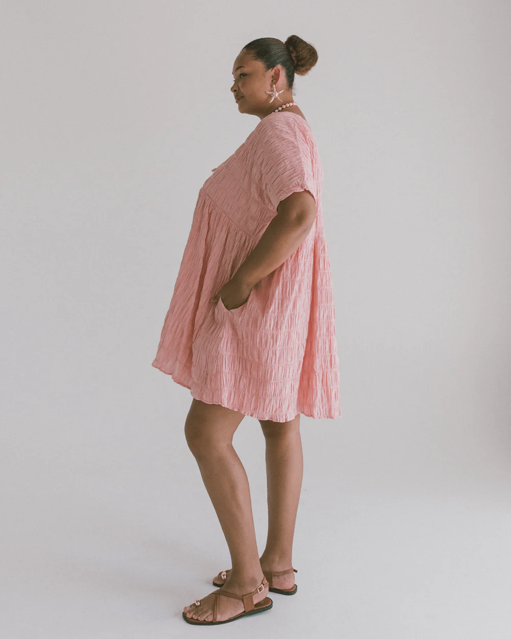 FINAL SALE | Lainey Mini Dress | Pink Seersucker - Image 5