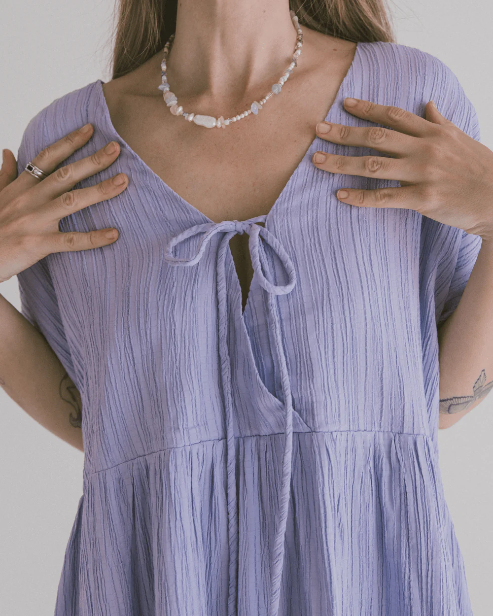 FINAL SALE | Lainey Mini Dress | Purple Crepe - Image 9