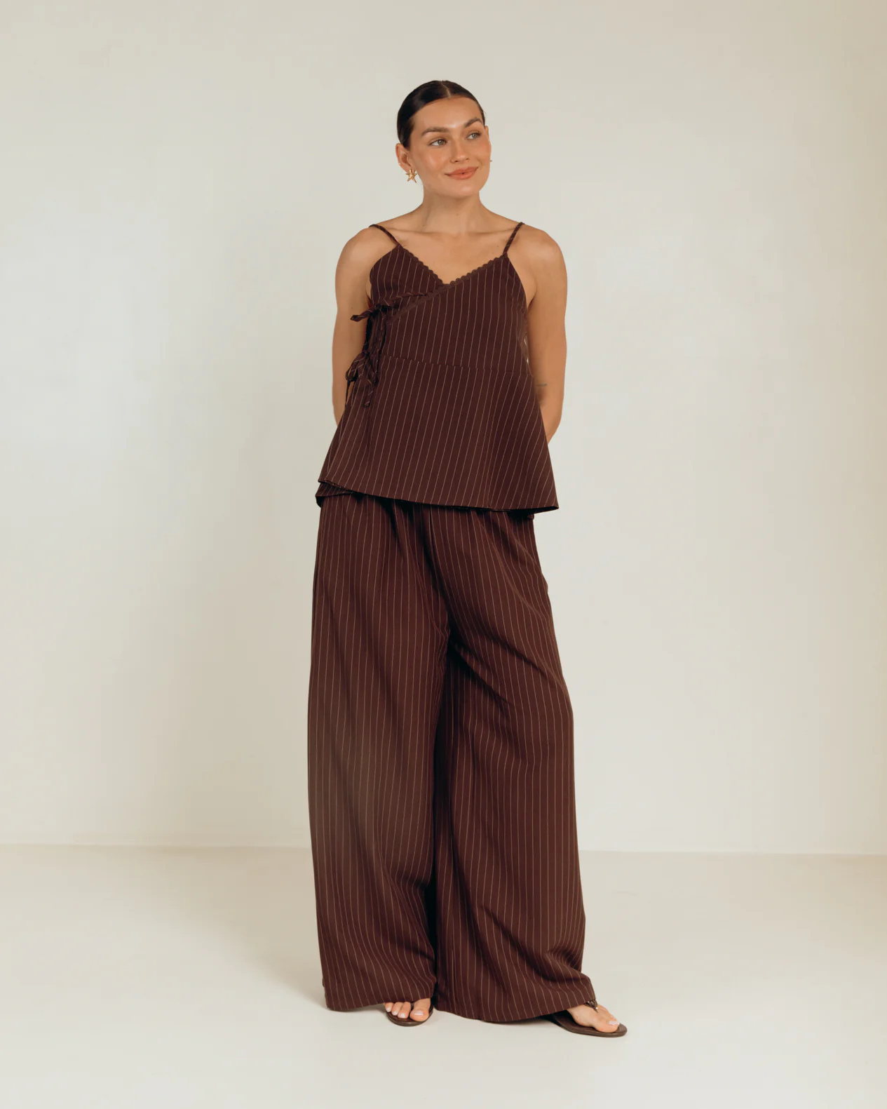 Lola Pants | Chocolate Pinstripe - Image 3