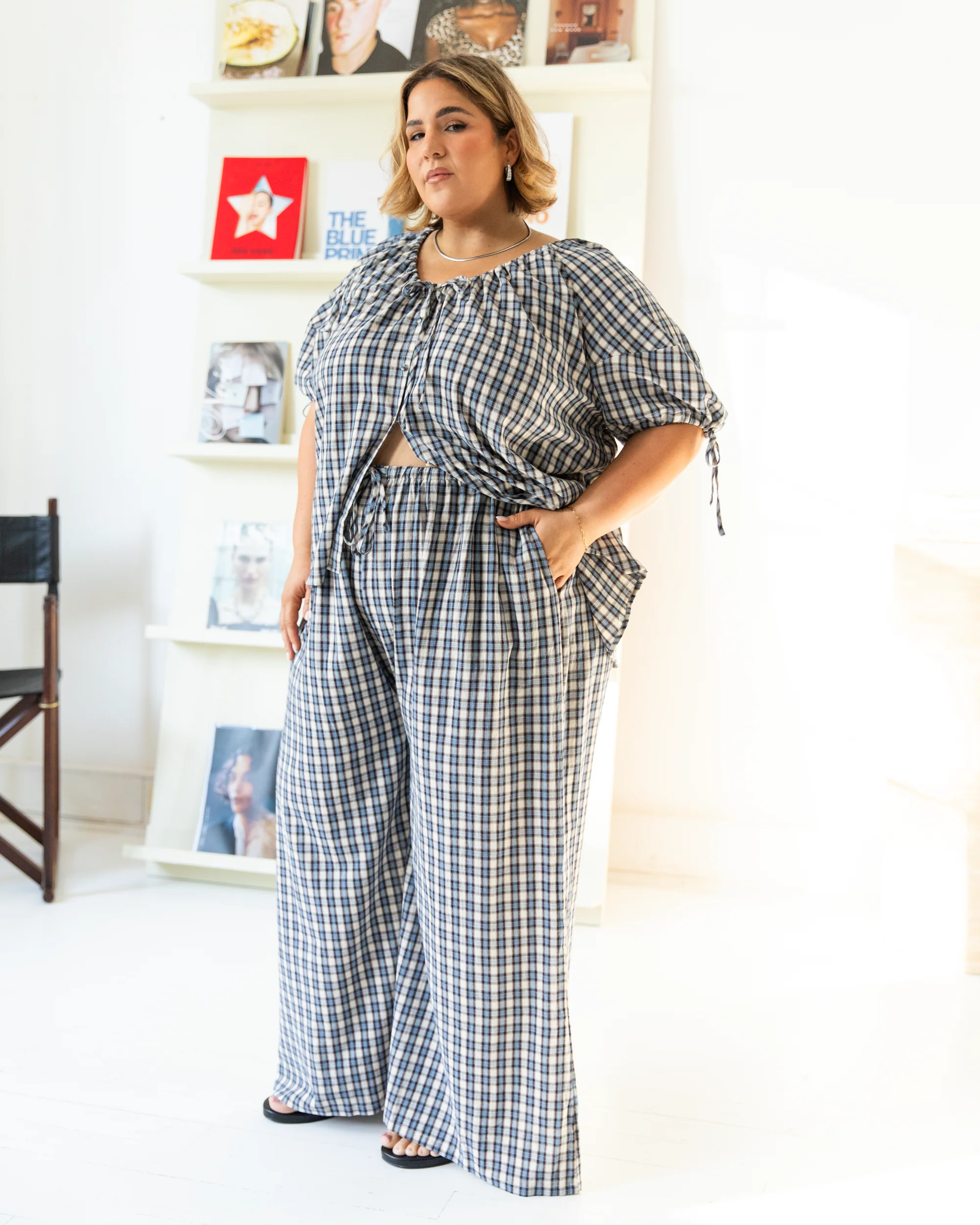 Lola Pants | Denim Gingham - Image 3