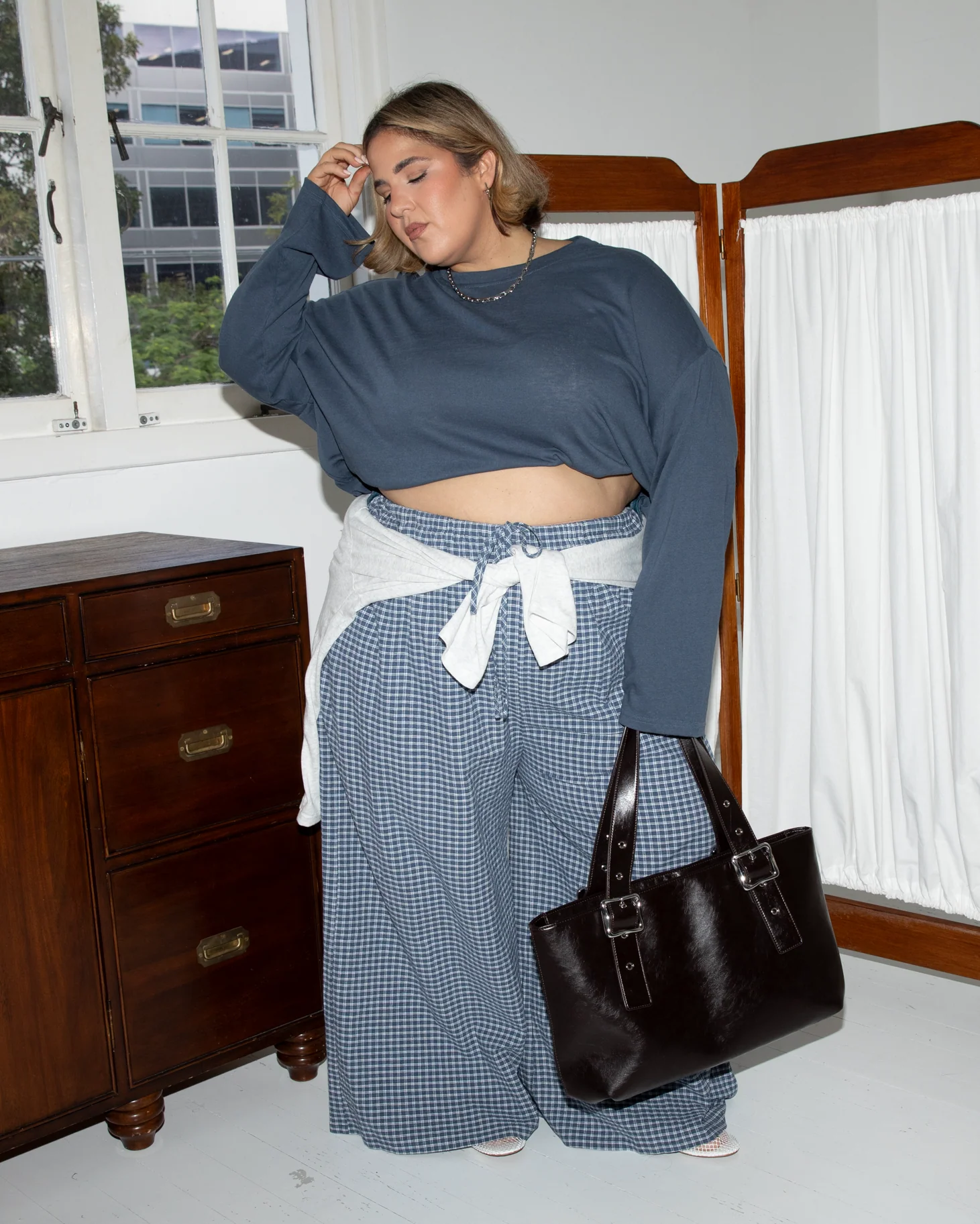 Lola Pants | Navy Gingham - Image 2