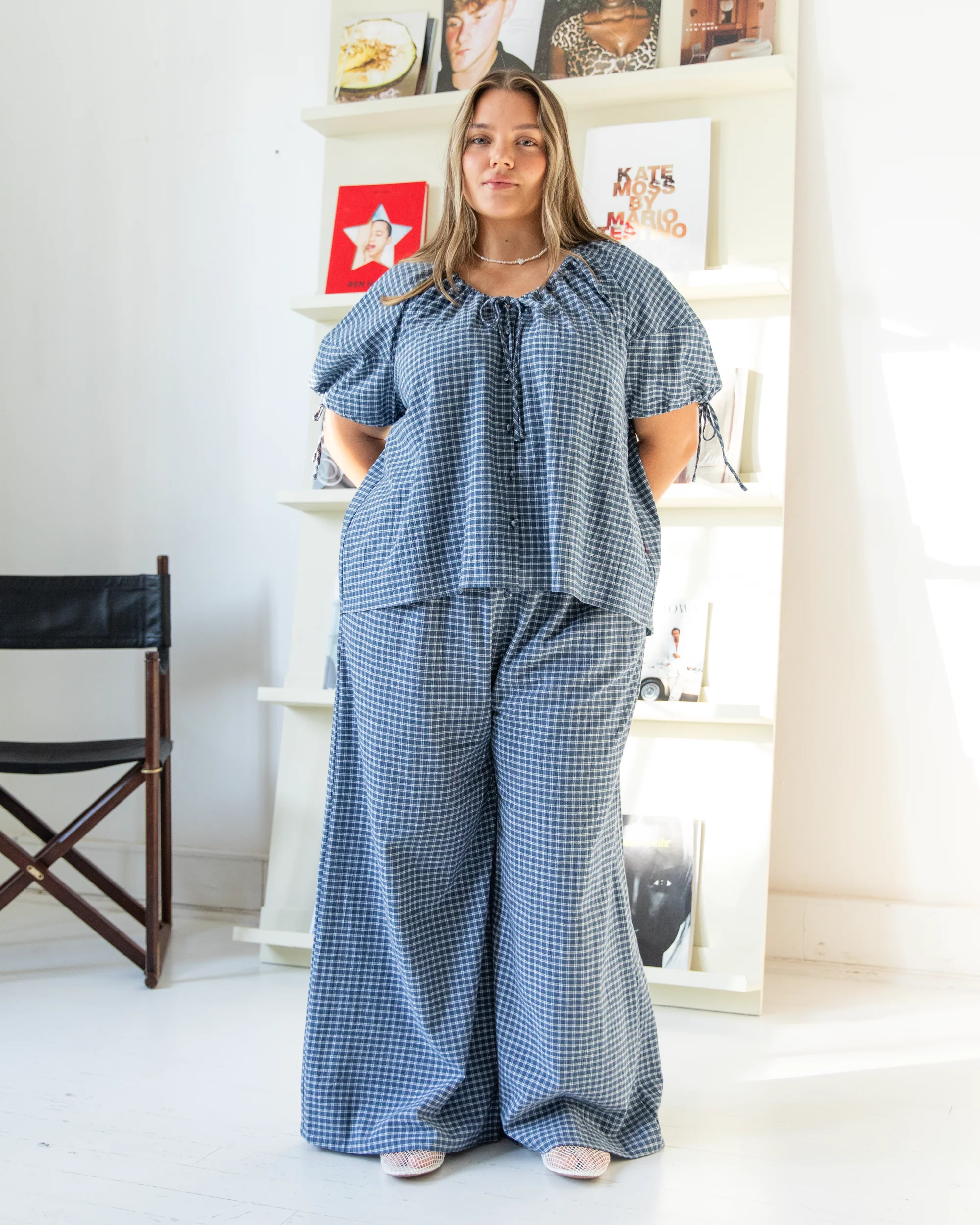 Lola Pants | Navy Gingham - Image 3