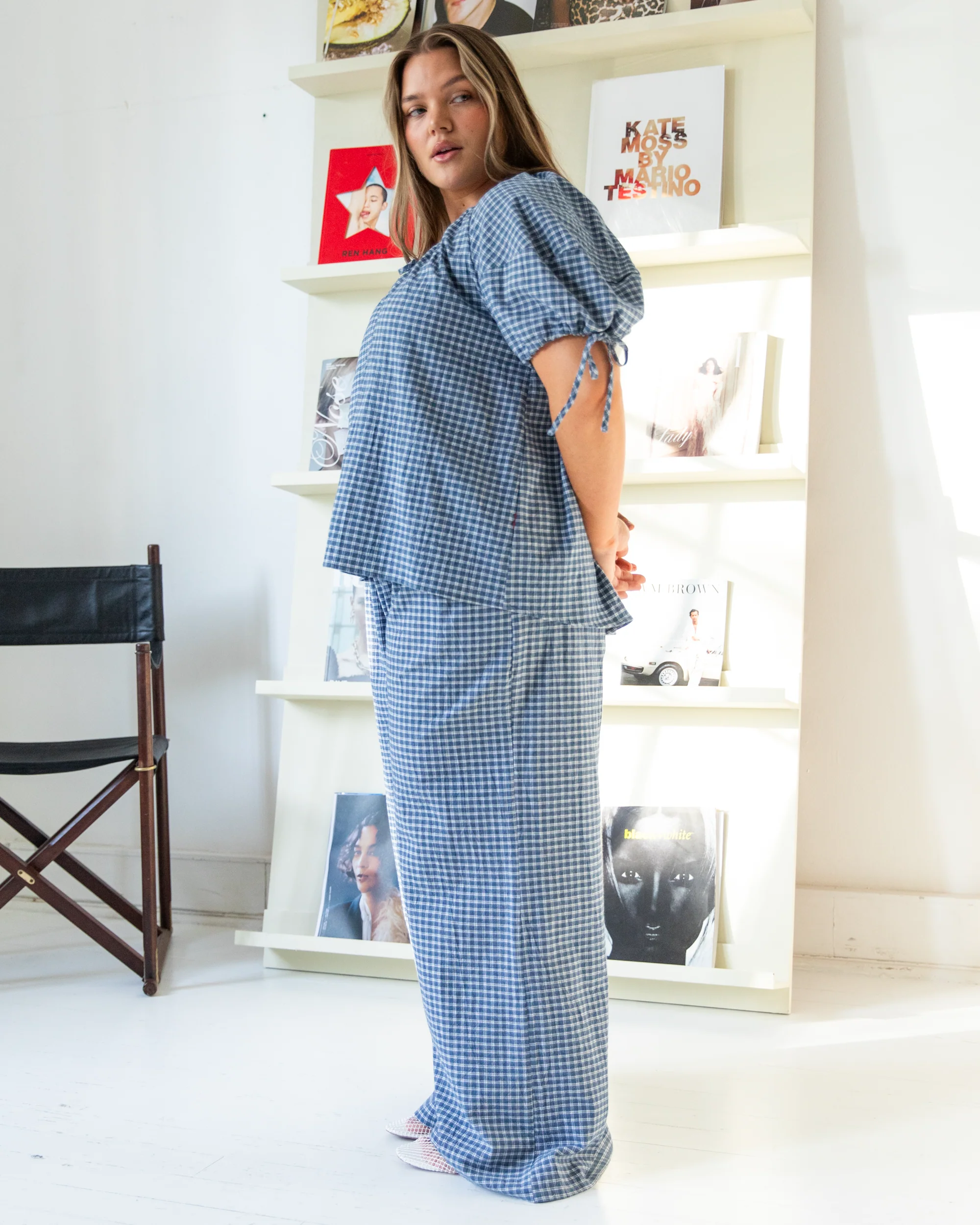 Lola Pants | Navy Gingham - Image 4