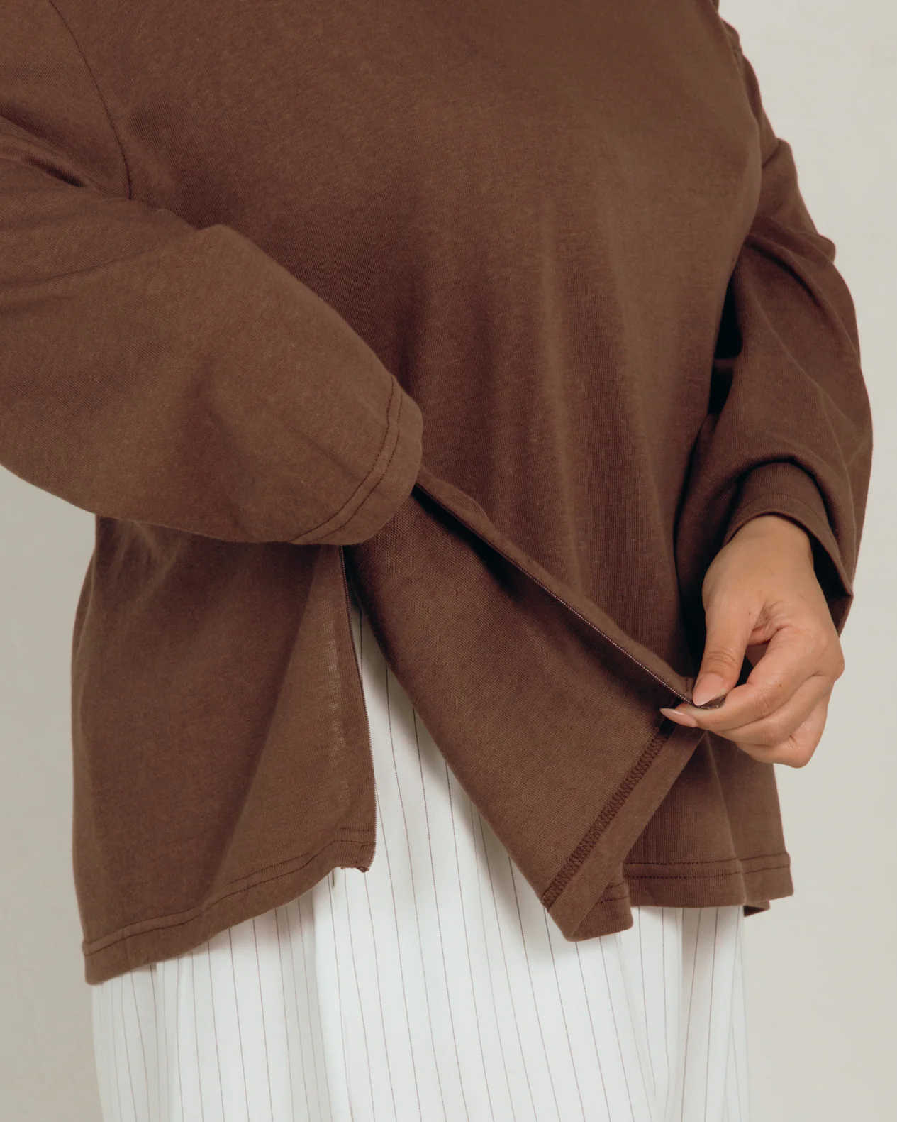 Long Sleeve Essentials Top | Chocolate Knit - Image 3