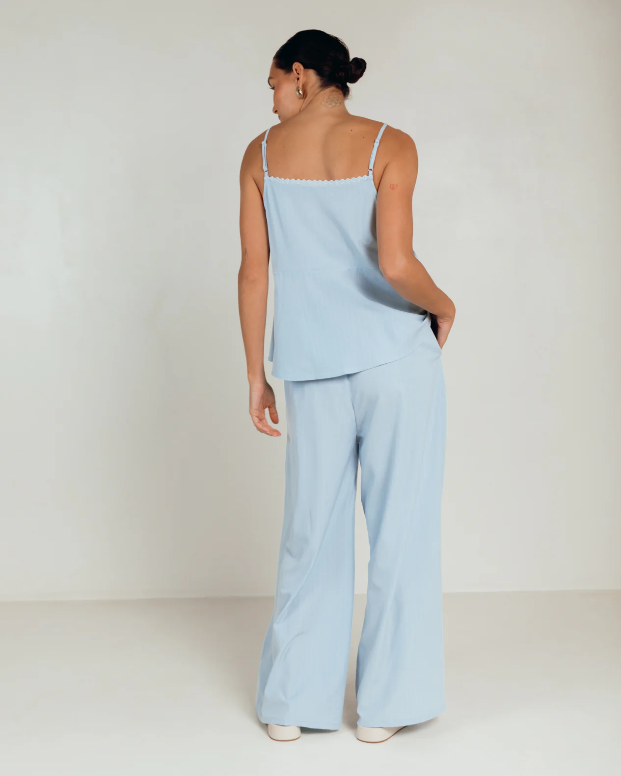 Lulu Wrap Top | Blue Pinstripe - Image 3