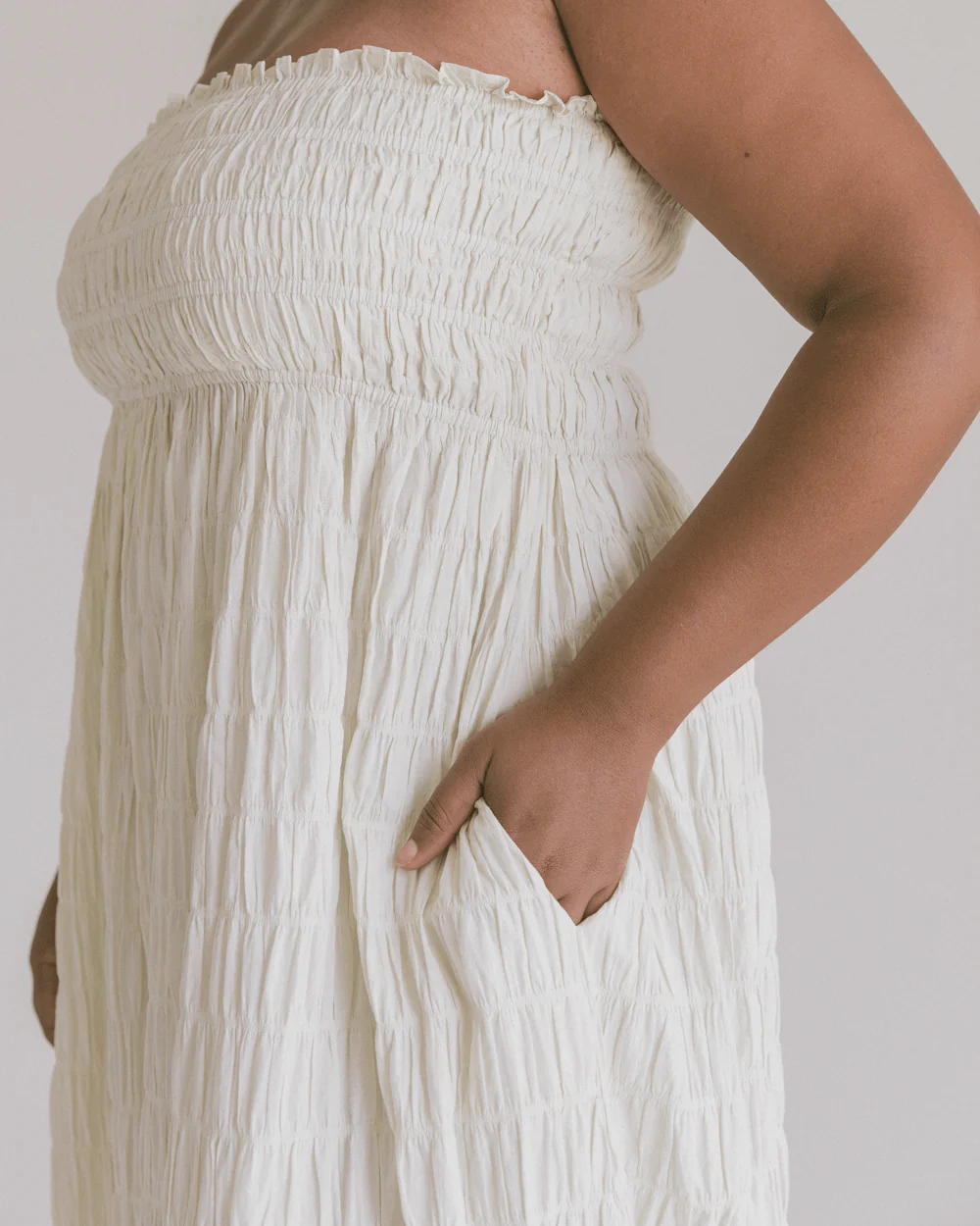 FINAL SALE | Mabel Maxi Dress | Beige Seersucker - Image 6