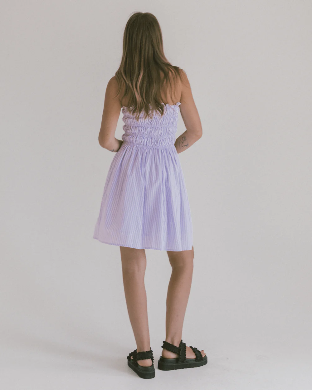 FINAL SALE | Mabel Mini Dress | Purple Stripe - Image 4