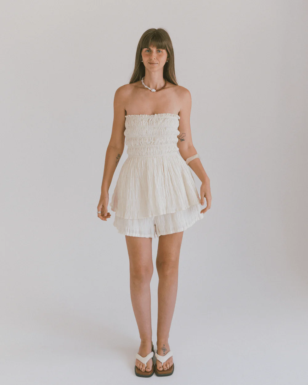 FINAL SALE | Mabel Top | Beige Seersucker