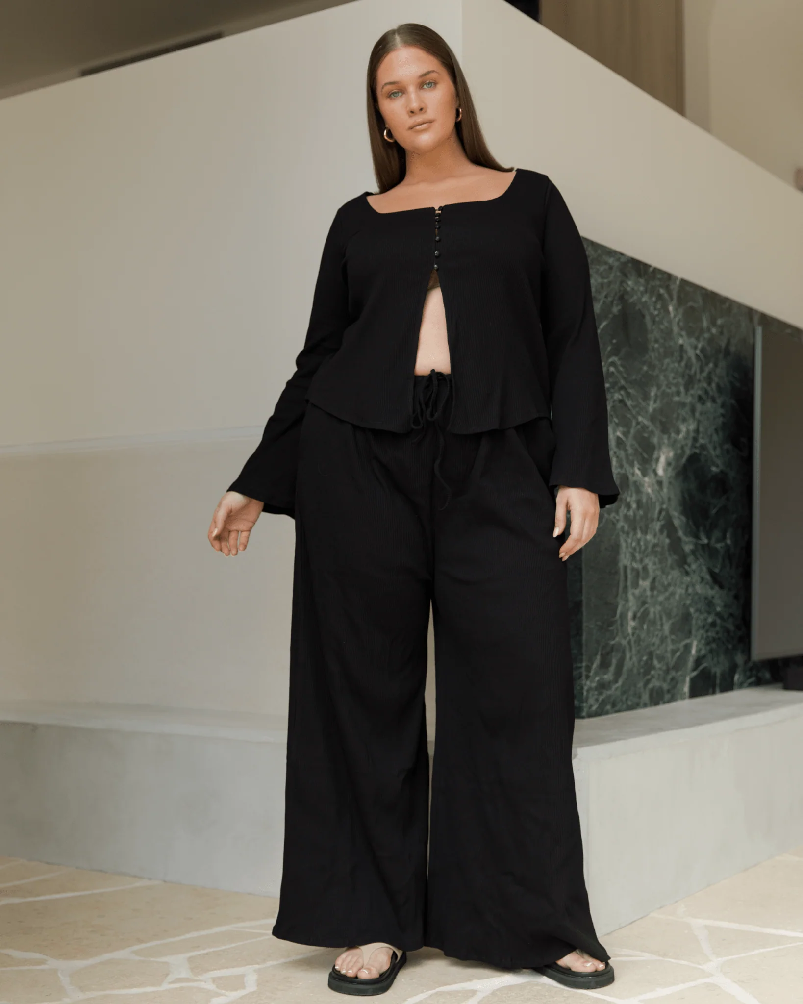 FINAL SALE | Marisa Ribbed Pants | Black - Image 2